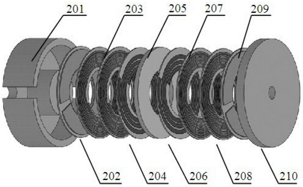 Planar EMI filter integrating common mode inductors, differential mode inductors and differential mode capacitors