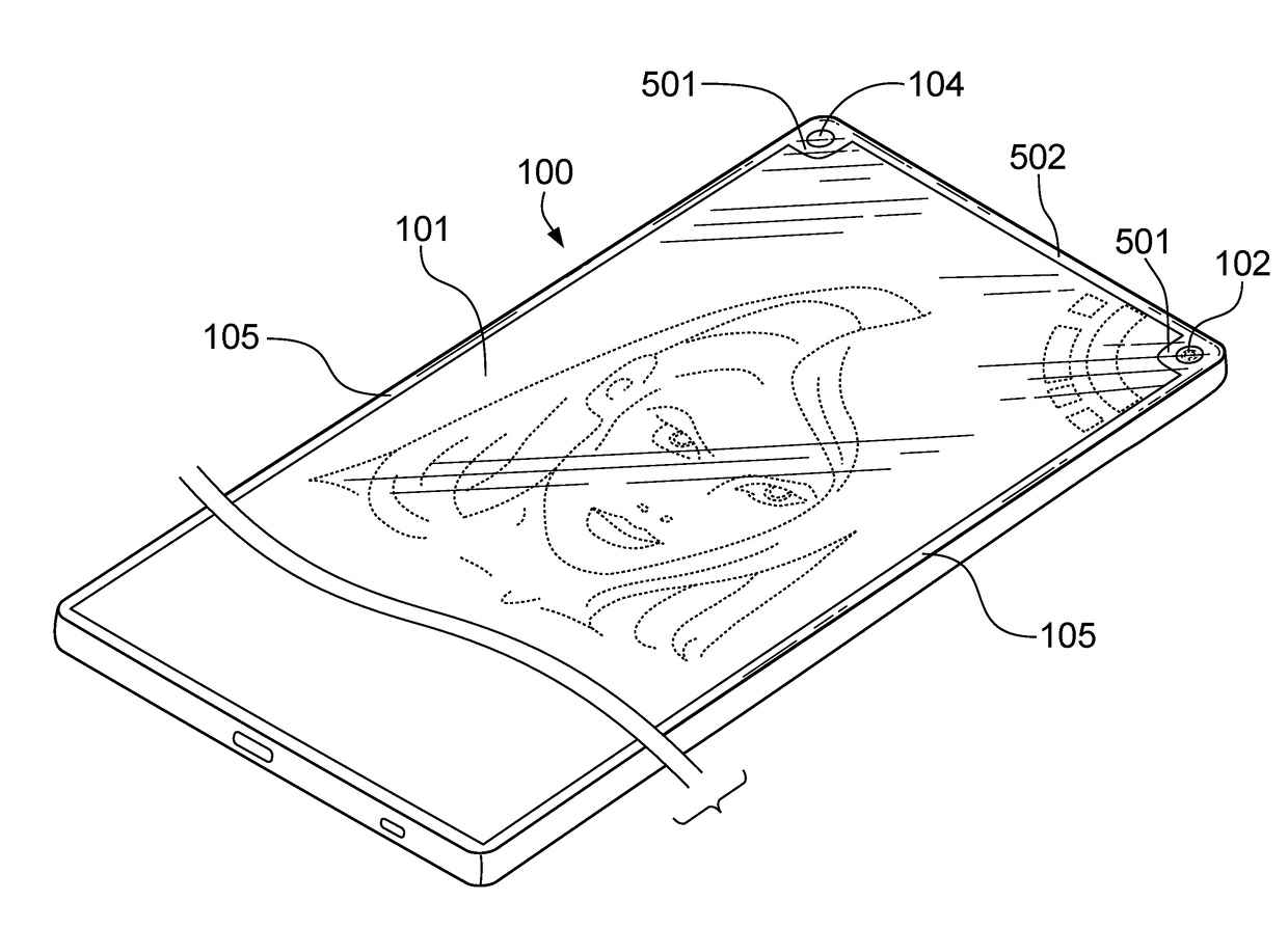 Smartphone with front camera and maximized display screen