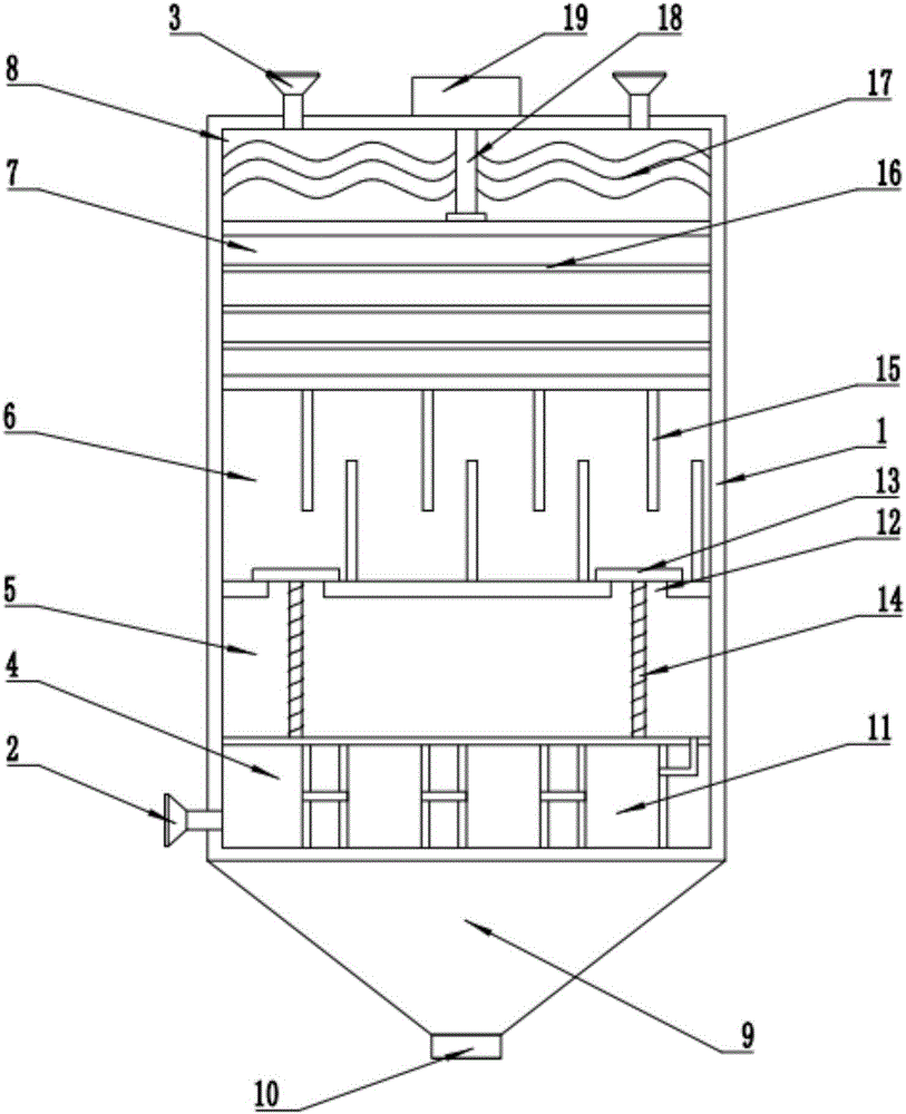 Cut-in multi-stage complex cyclone dust removal device