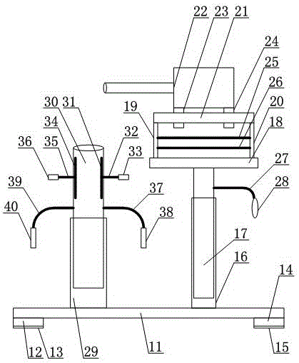 Welding device for bent part of street lamp post head