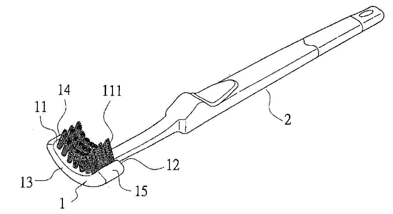 Curved tooth brush structure