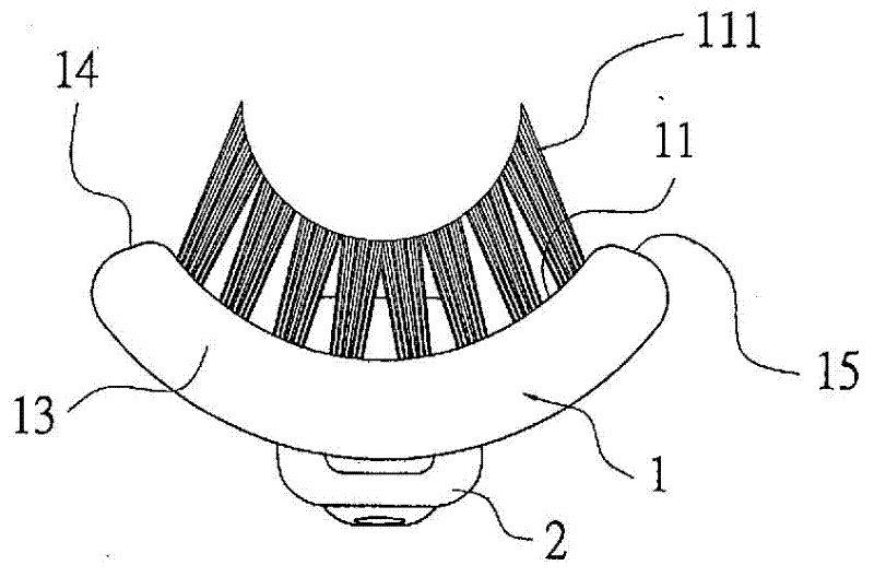 Curved tooth brush structure