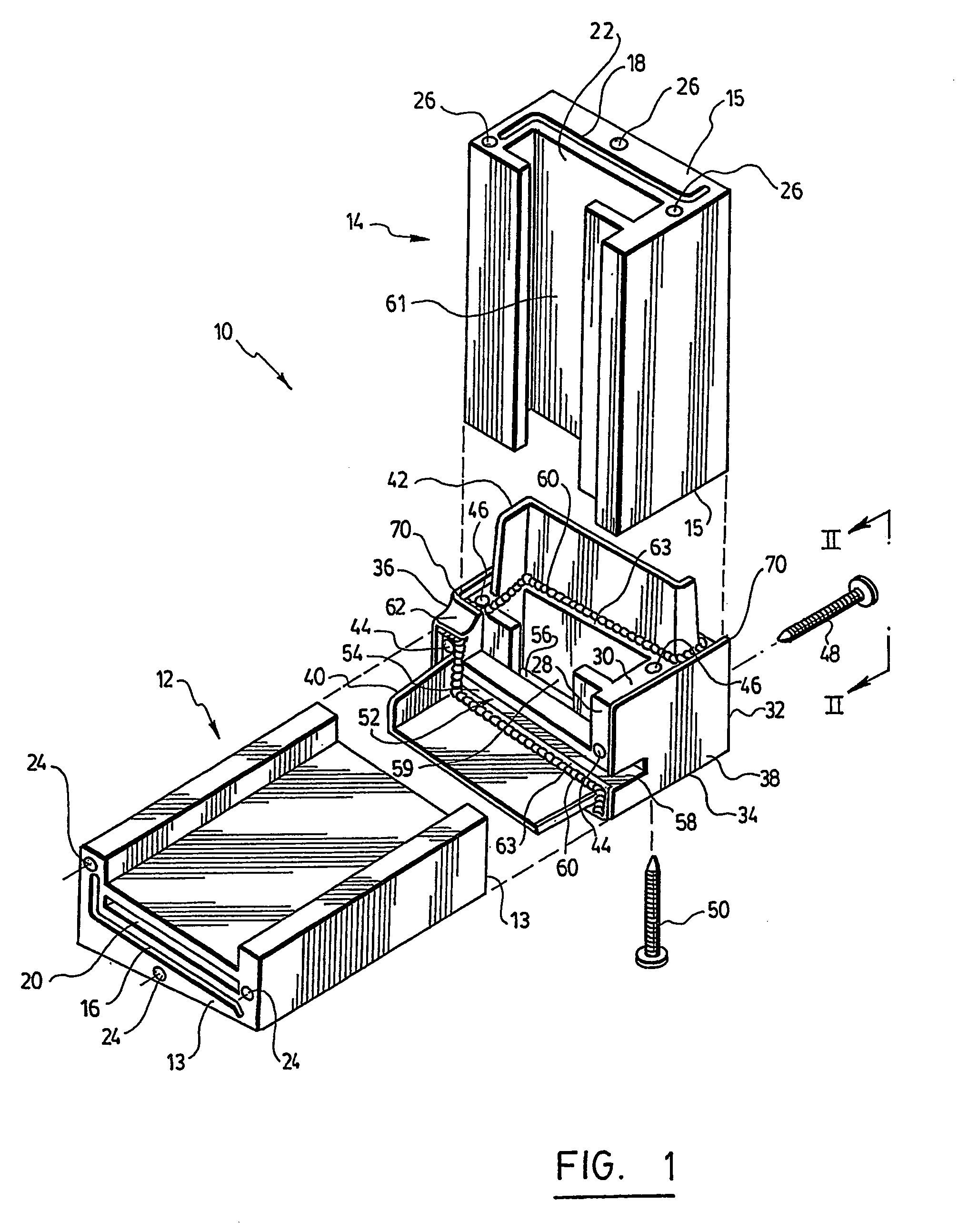 Corner key for connecting profiles together and frame work assembly