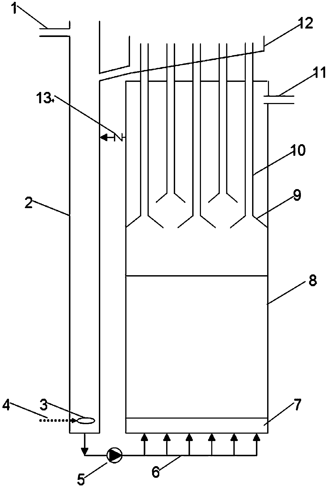 Device and method for treating high-concentration ammonia-nitrogen wastewater in aeration-anaerobic circulation mode