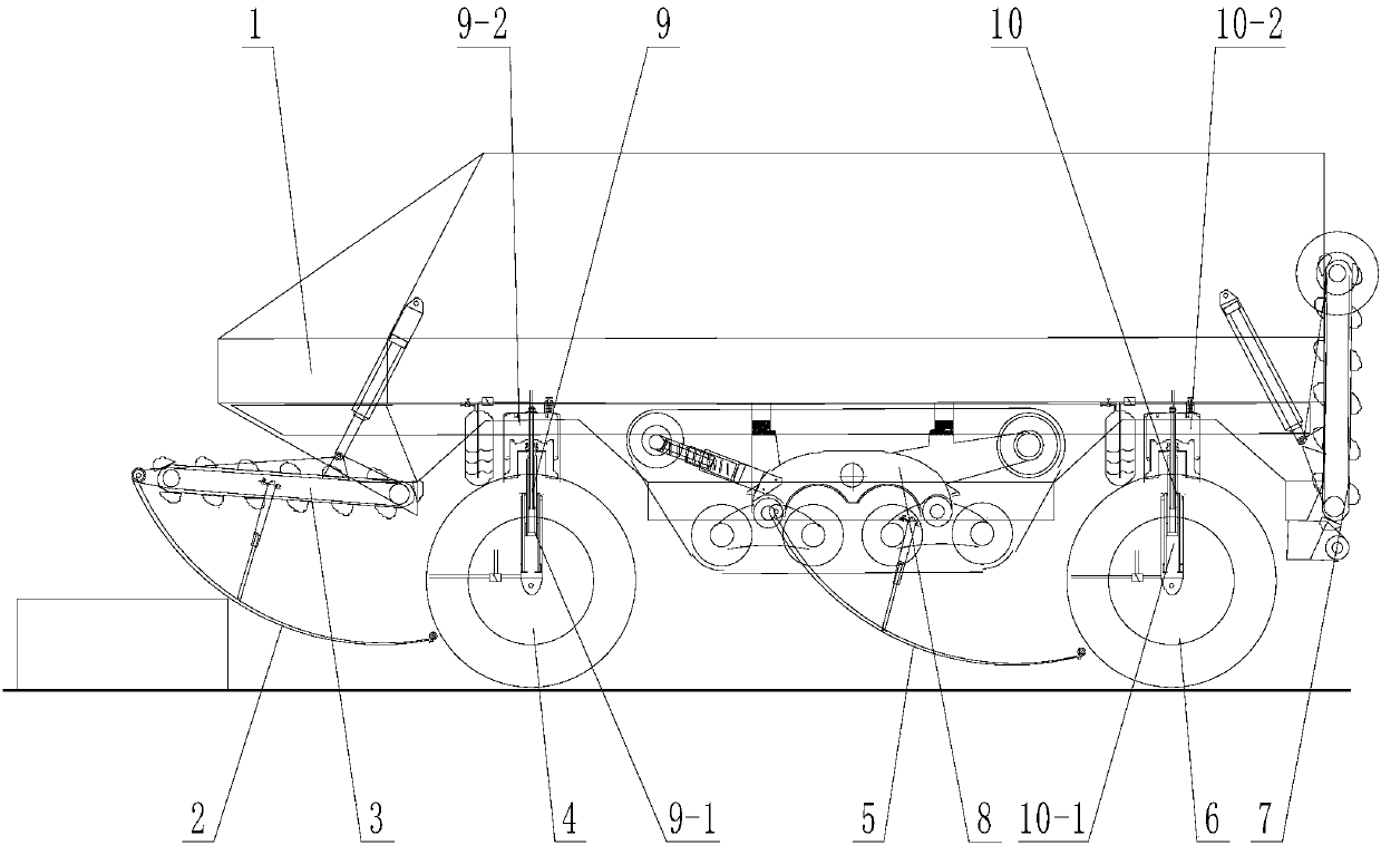 Car chassis capable of crossing obstacles