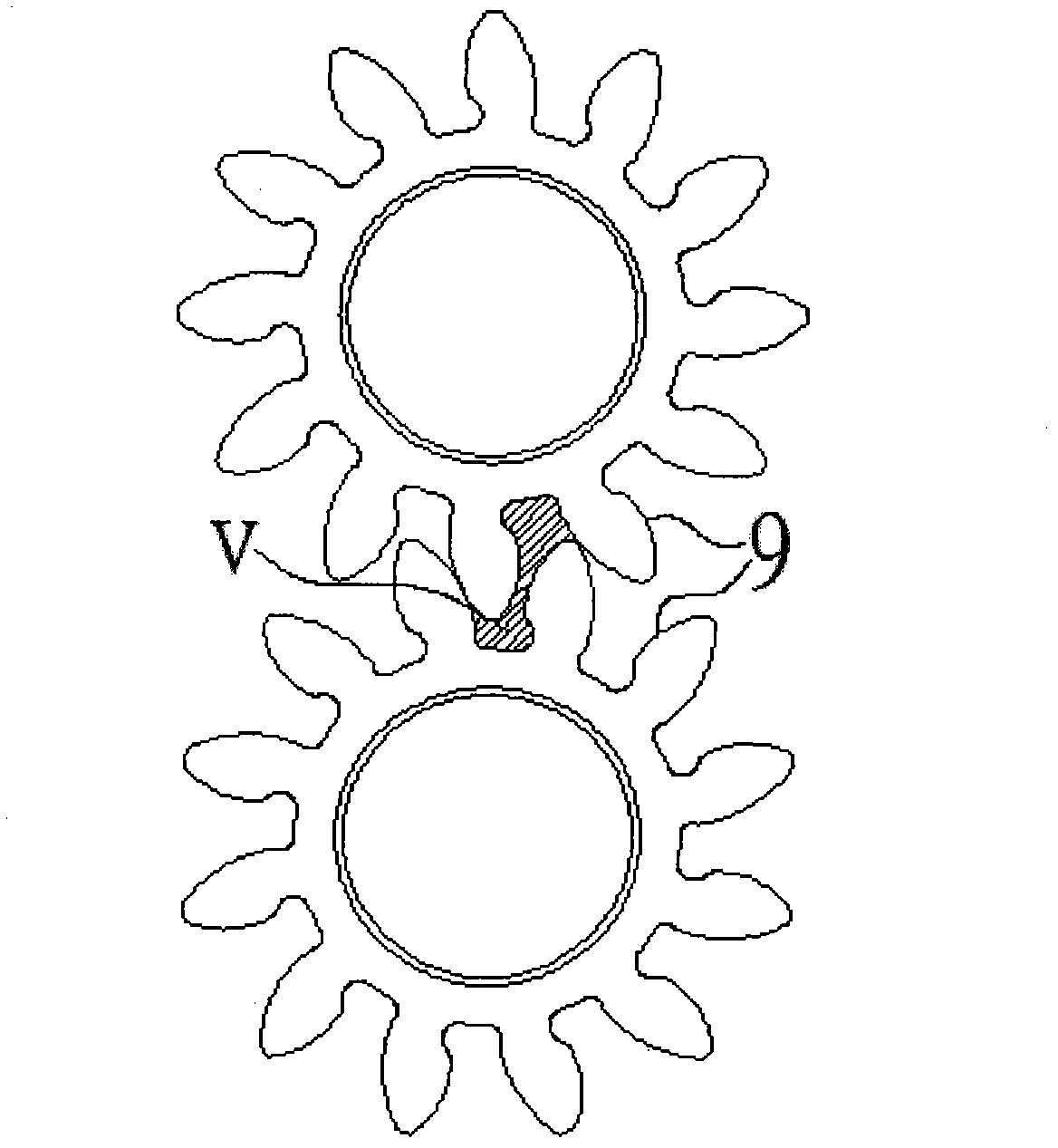 Gear pump with asymmetric combined curved surface tooth form