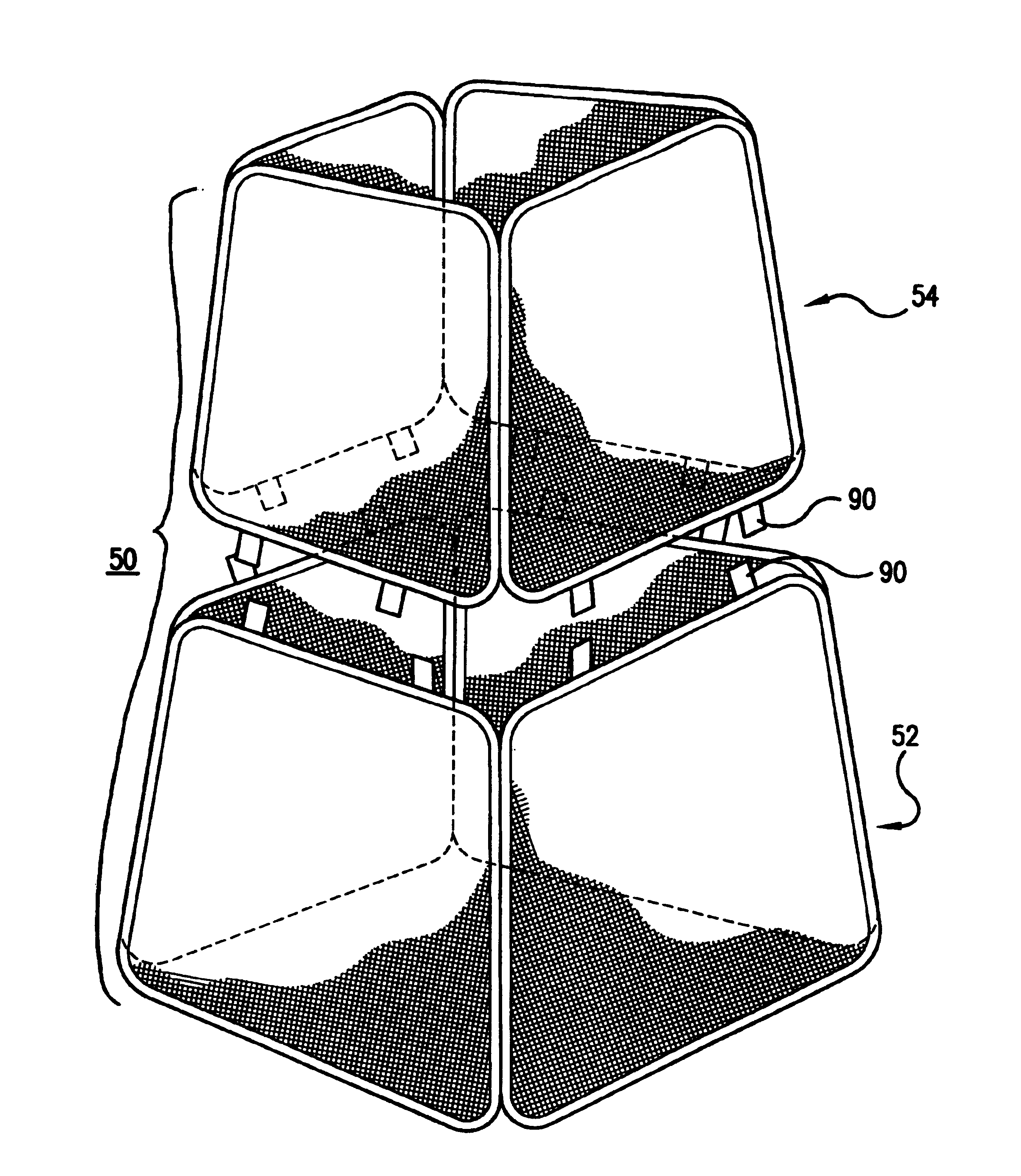 Vertically stacked collapsible structures