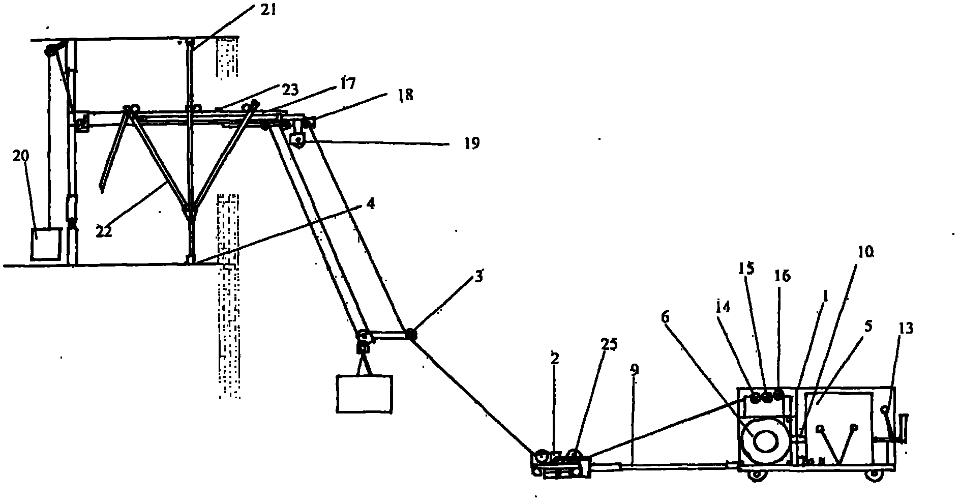 Small soft-slideway-type lifting machine