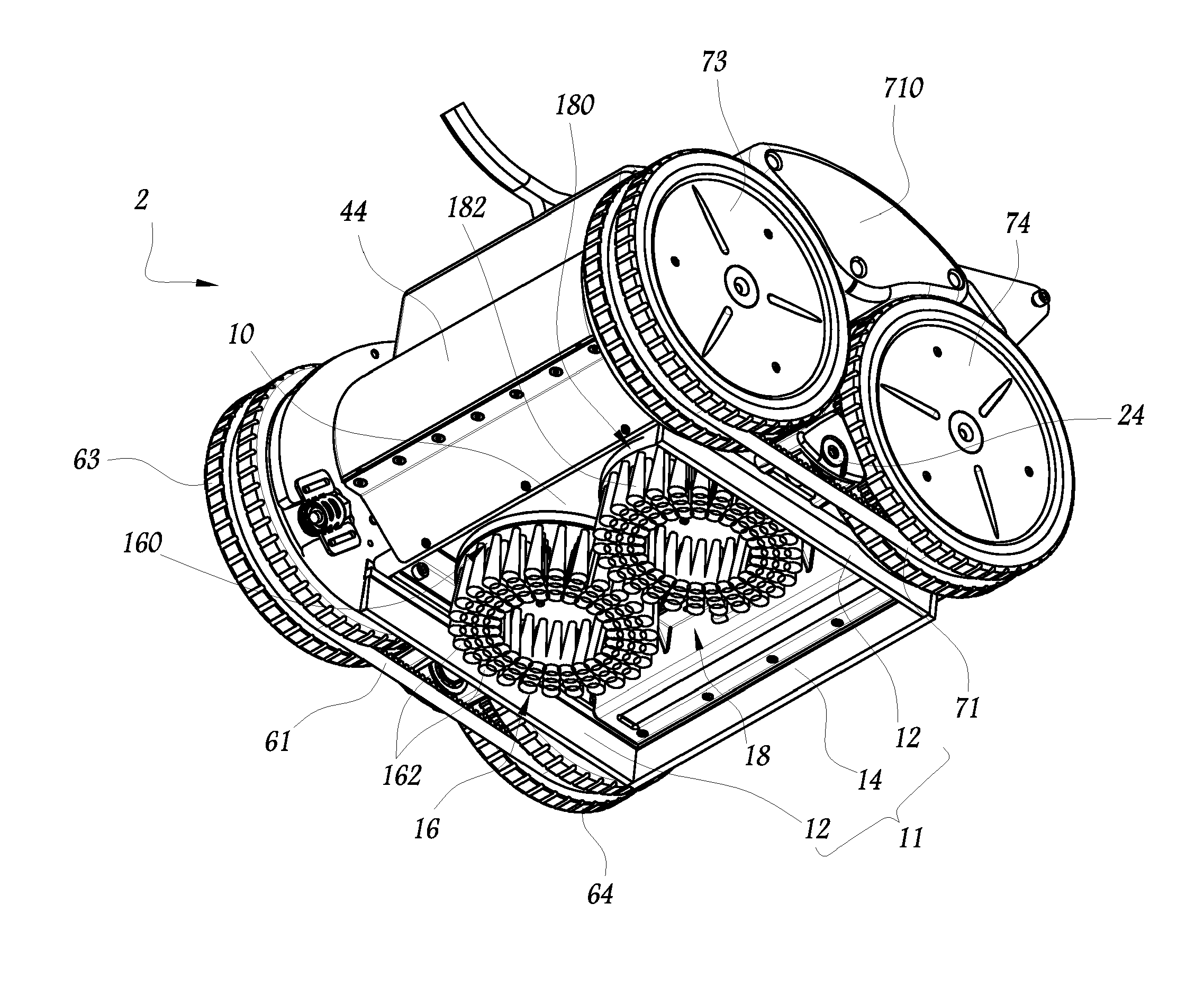 Underwater vehicle for cleaning submerged surfaces