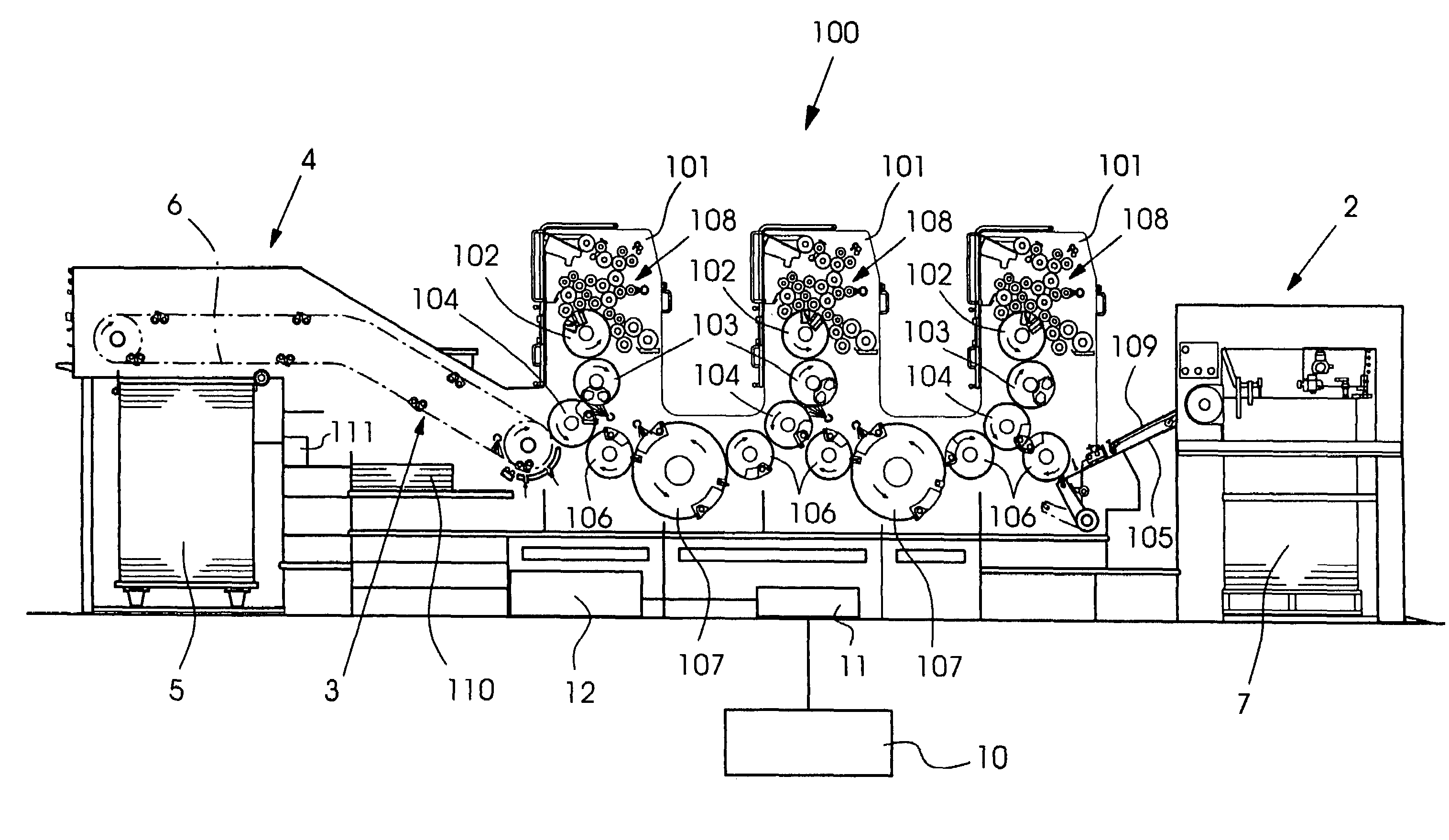 Method for selecting printing material in a printing press and printing press