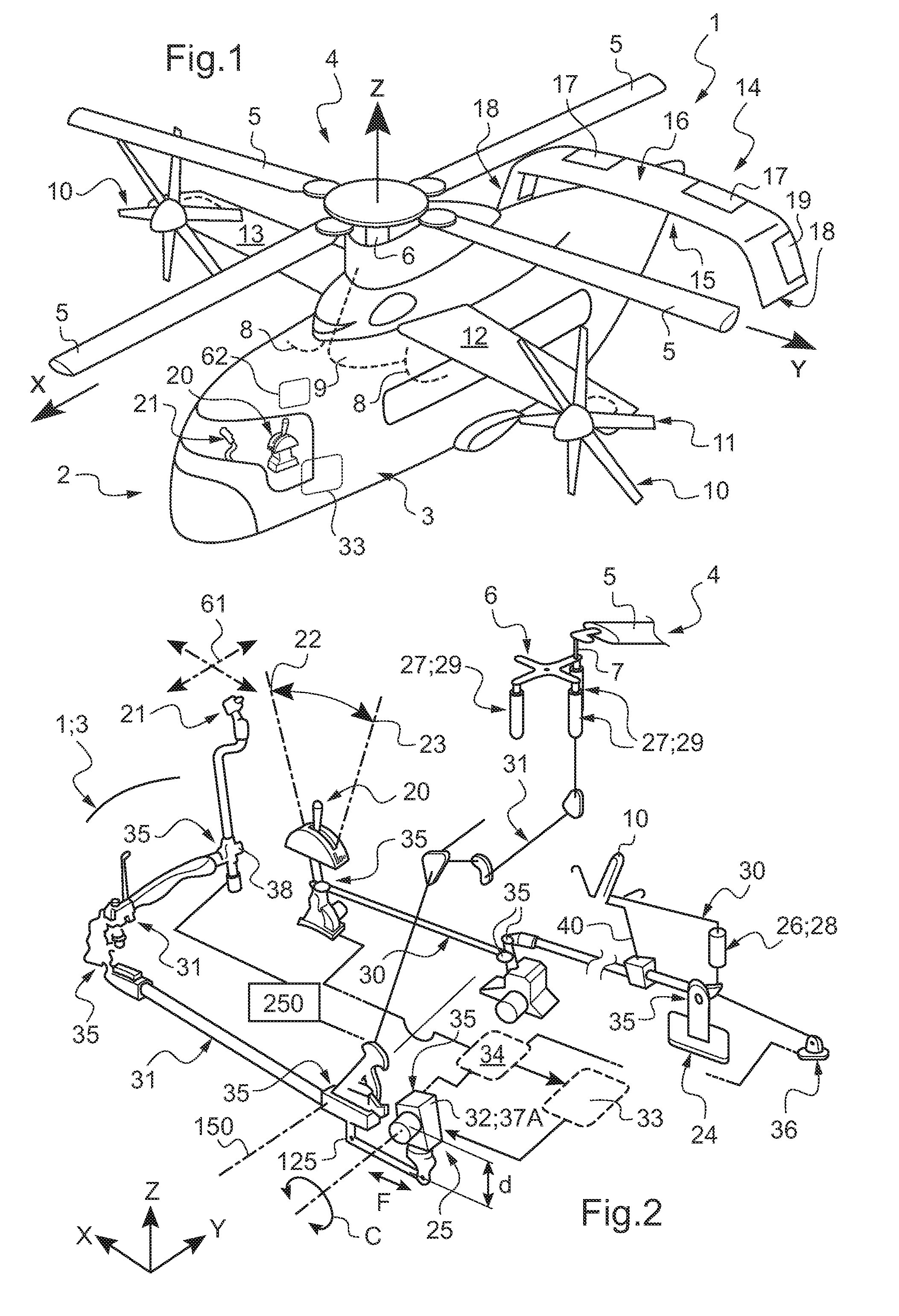 Variable damping of haptic feedback for a flight-attitude changing linkage of an aircraft