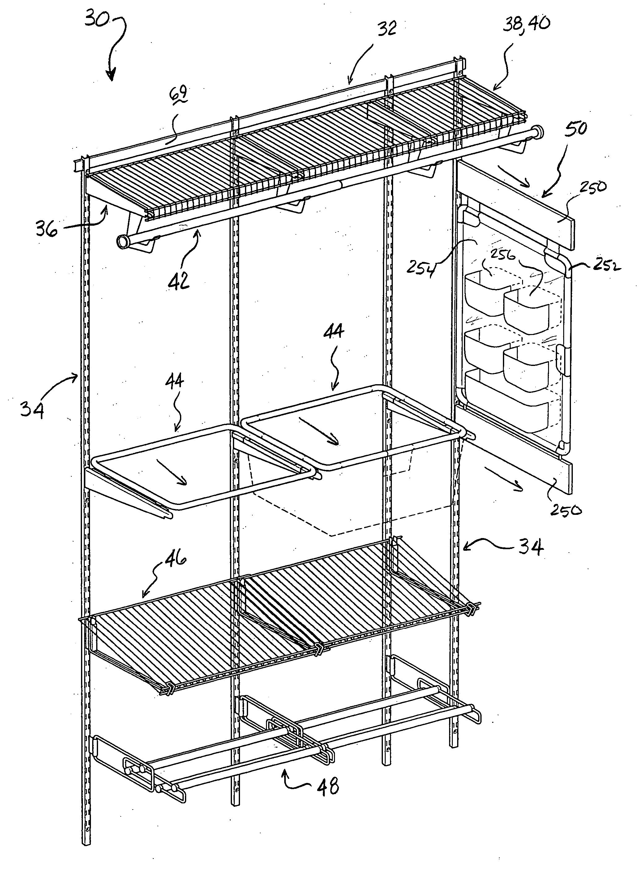 Adjustable closet organizer system