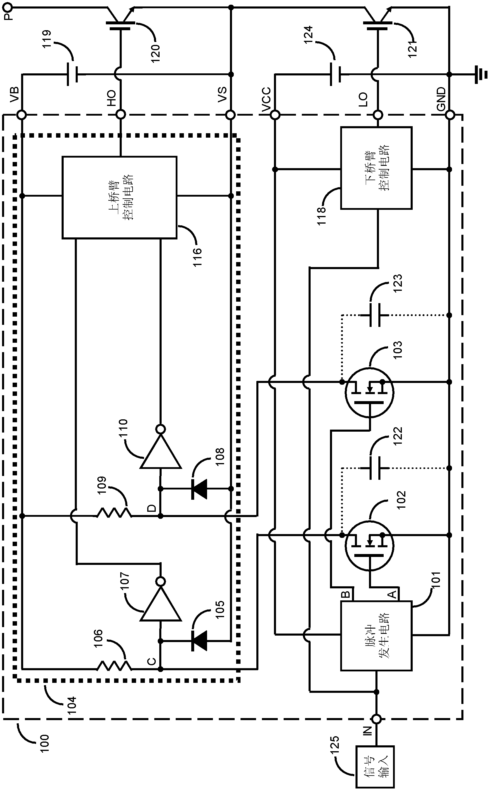 Level switching circuit for high-voltage integrated circuit