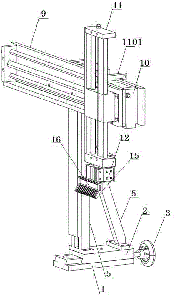 Transferring mechanical arm of hair string machine