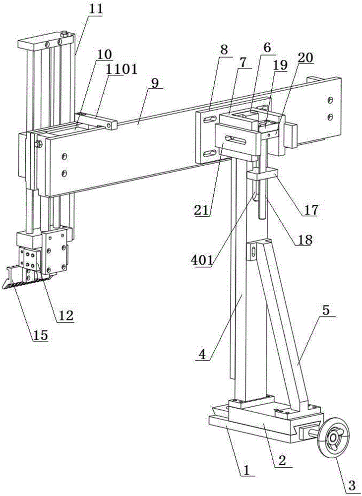 Transferring mechanical arm of hair string machine