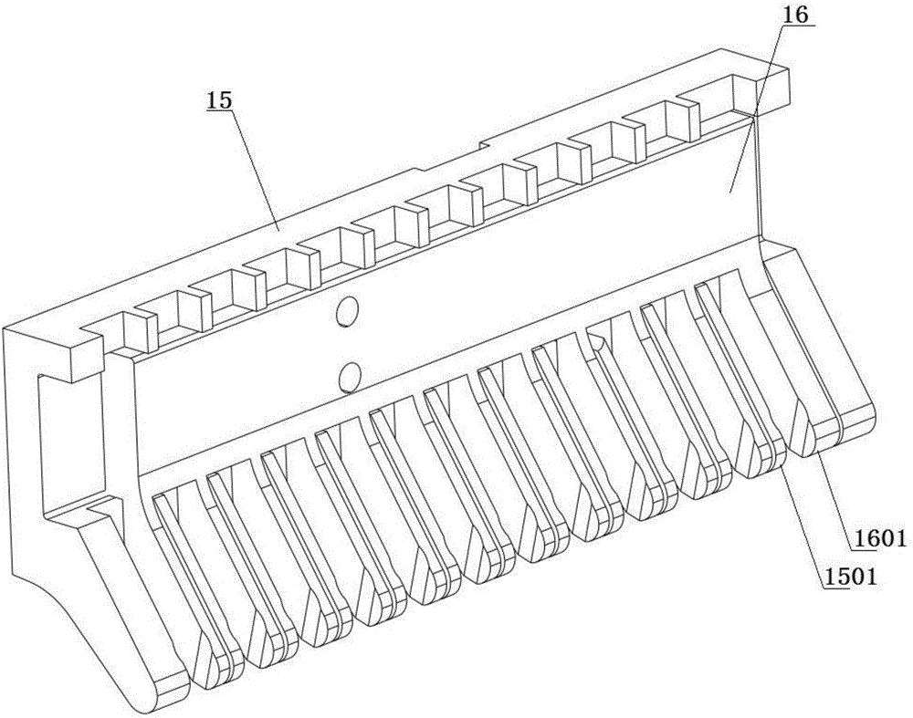 Transferring mechanical arm of hair string machine