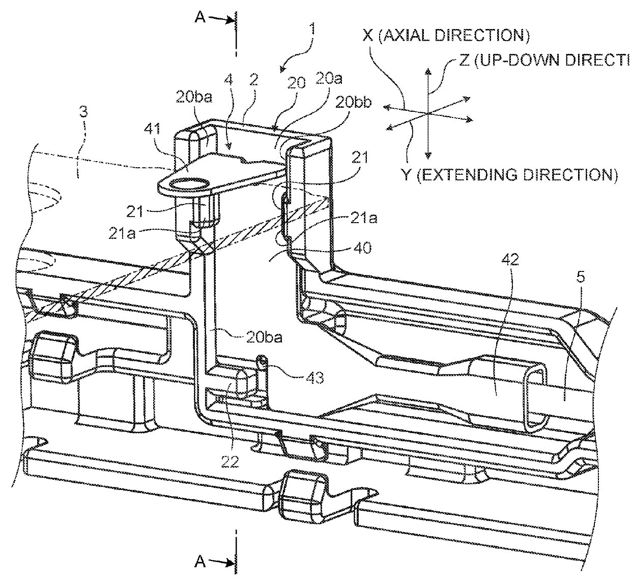 Fixing structure of voltage detection terminal