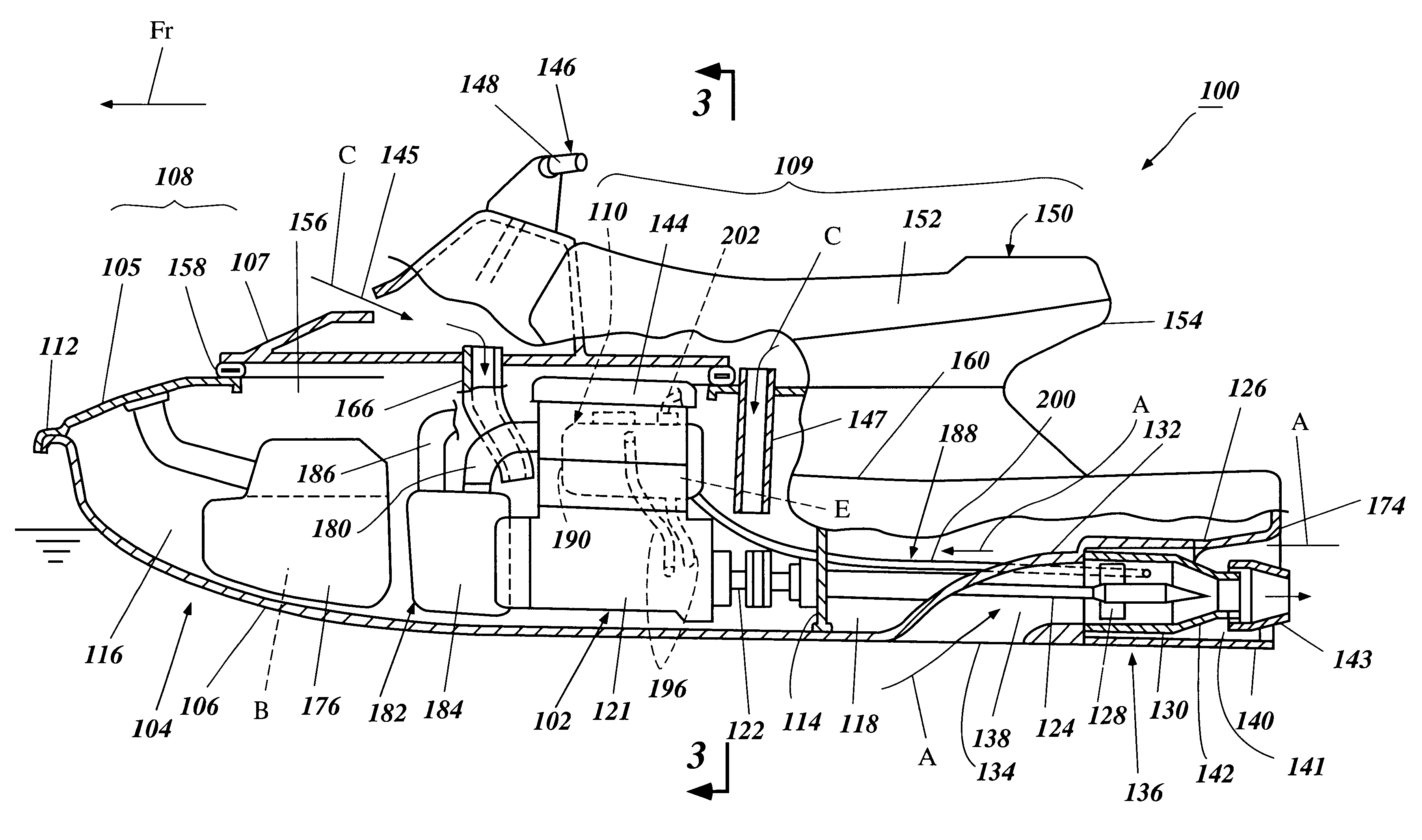 Cooled oil reservoir for watercraft