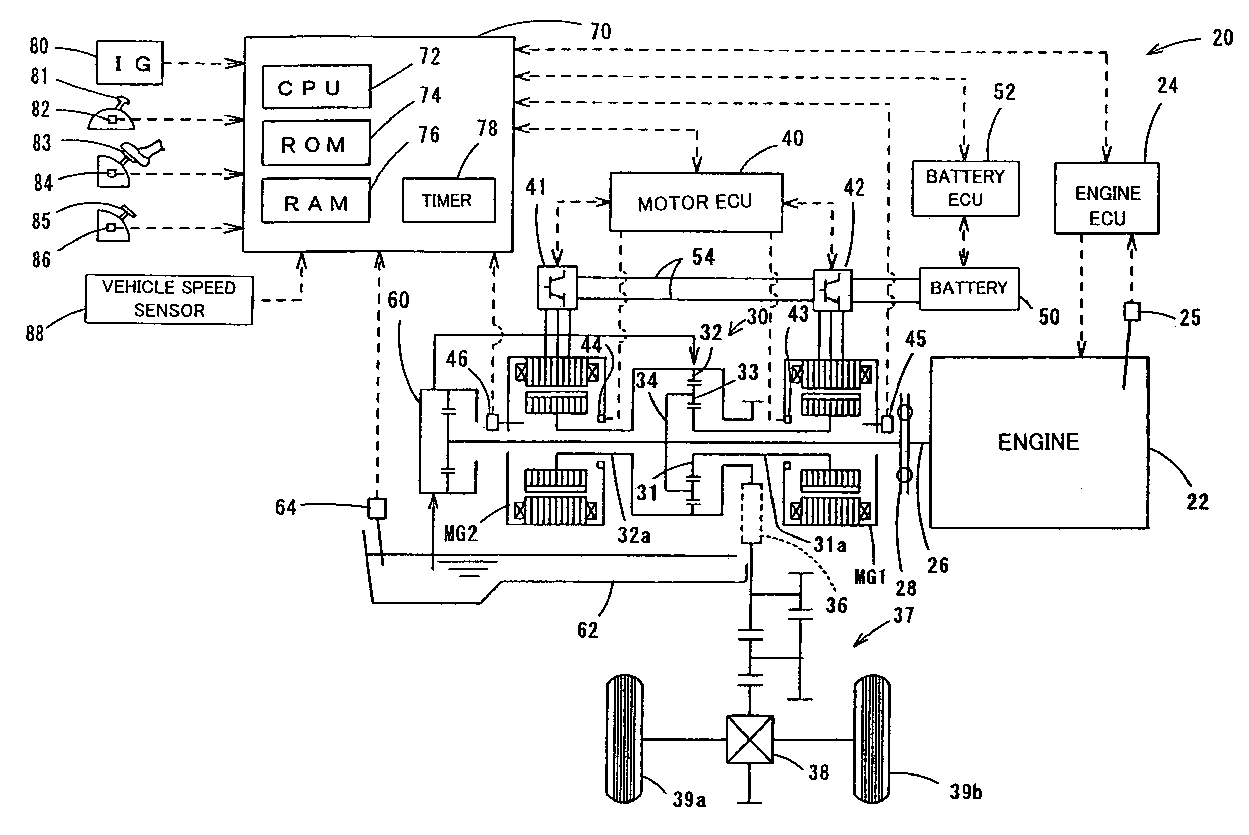 Power output apparatus and hybrid vehicle with power output apparatus mounted thereon