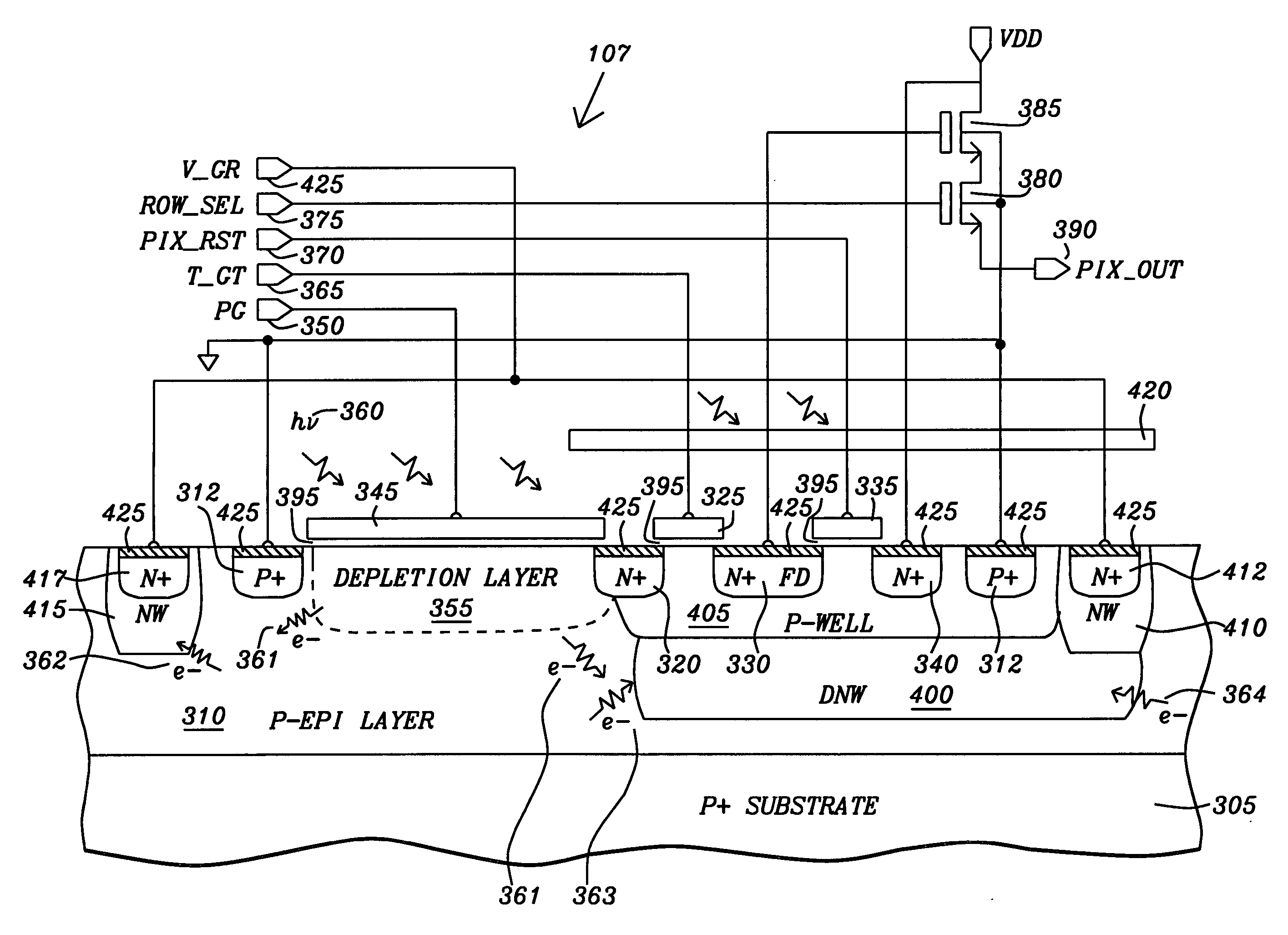 Snapshot CMOS image sensor with high shutter rejection ratio