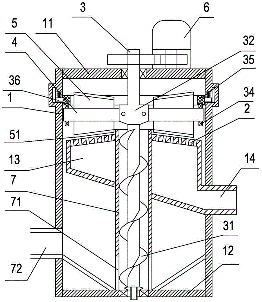 Flow-type circulatory burdening squeezing granulator