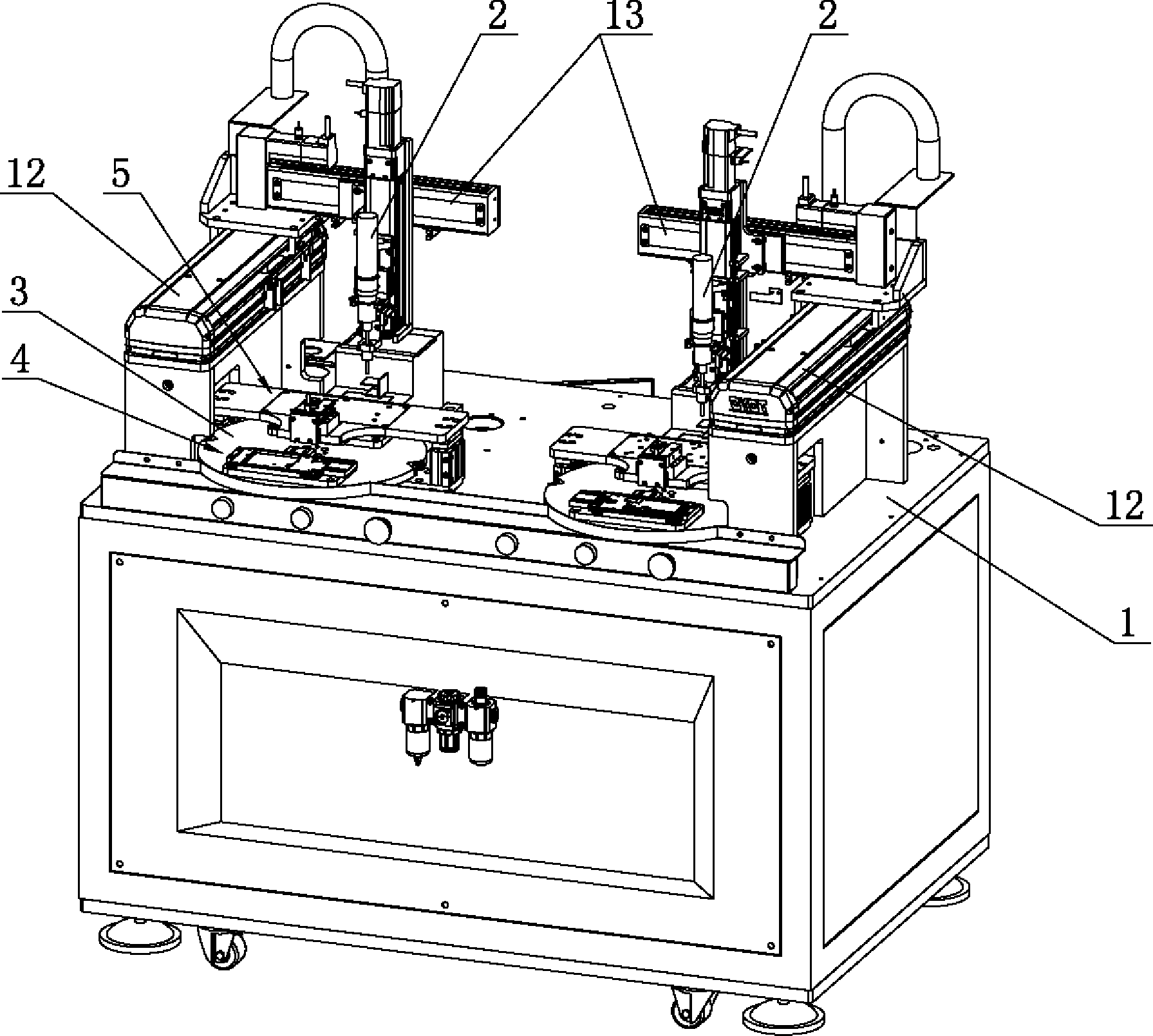 Biaxial suction type automatic lock screw feeder