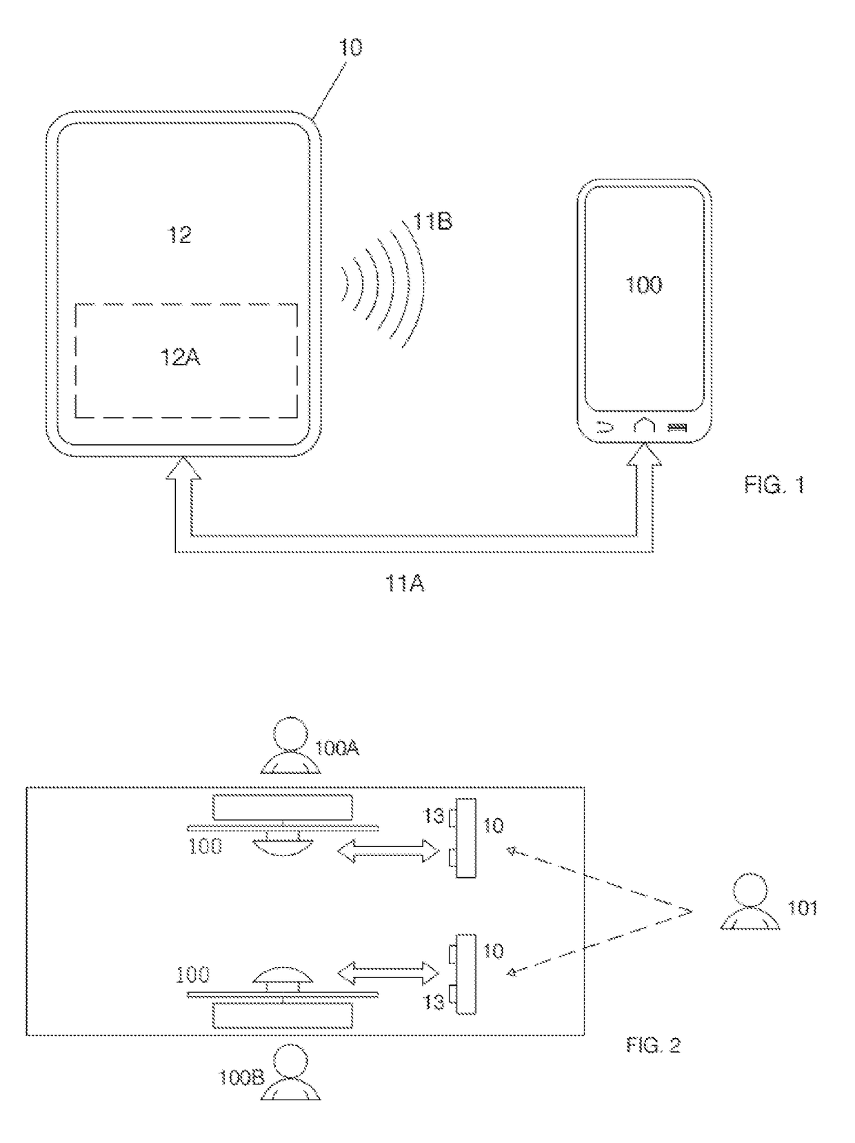 External LED panel, mobile device and method for interaction and communication via an external LED panel