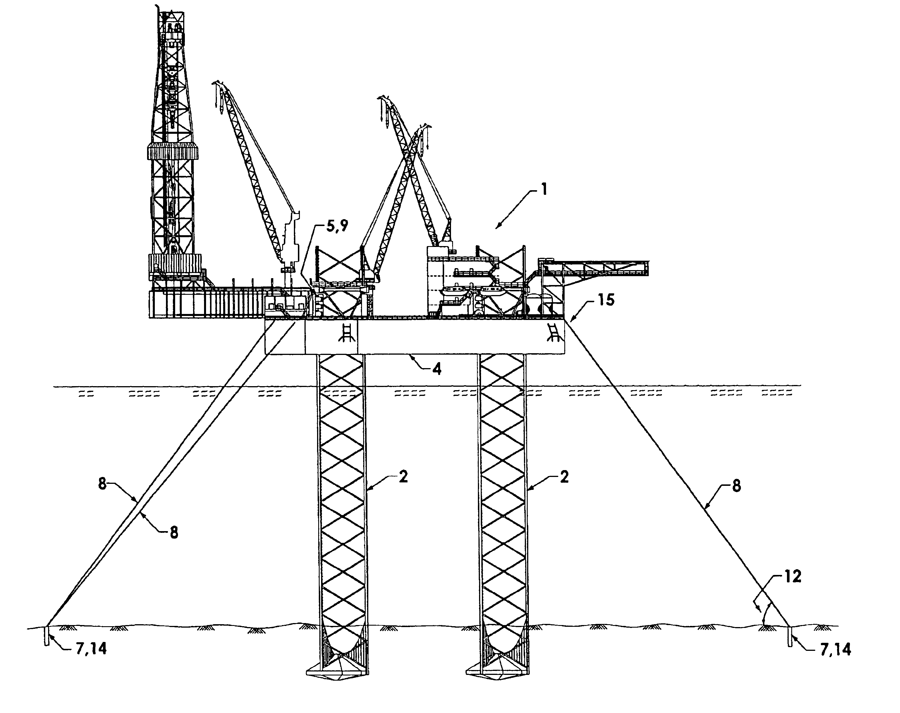 Taut mooring system for jack-up type mobile offshore platforms