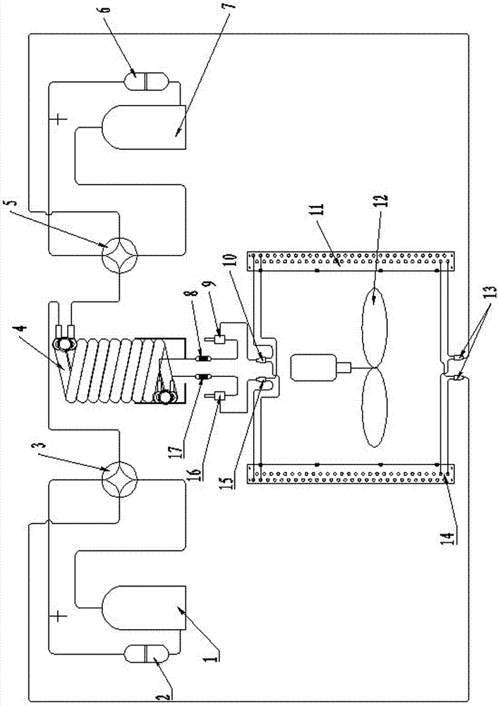 Dual system Freon path dividing heat pump water heater