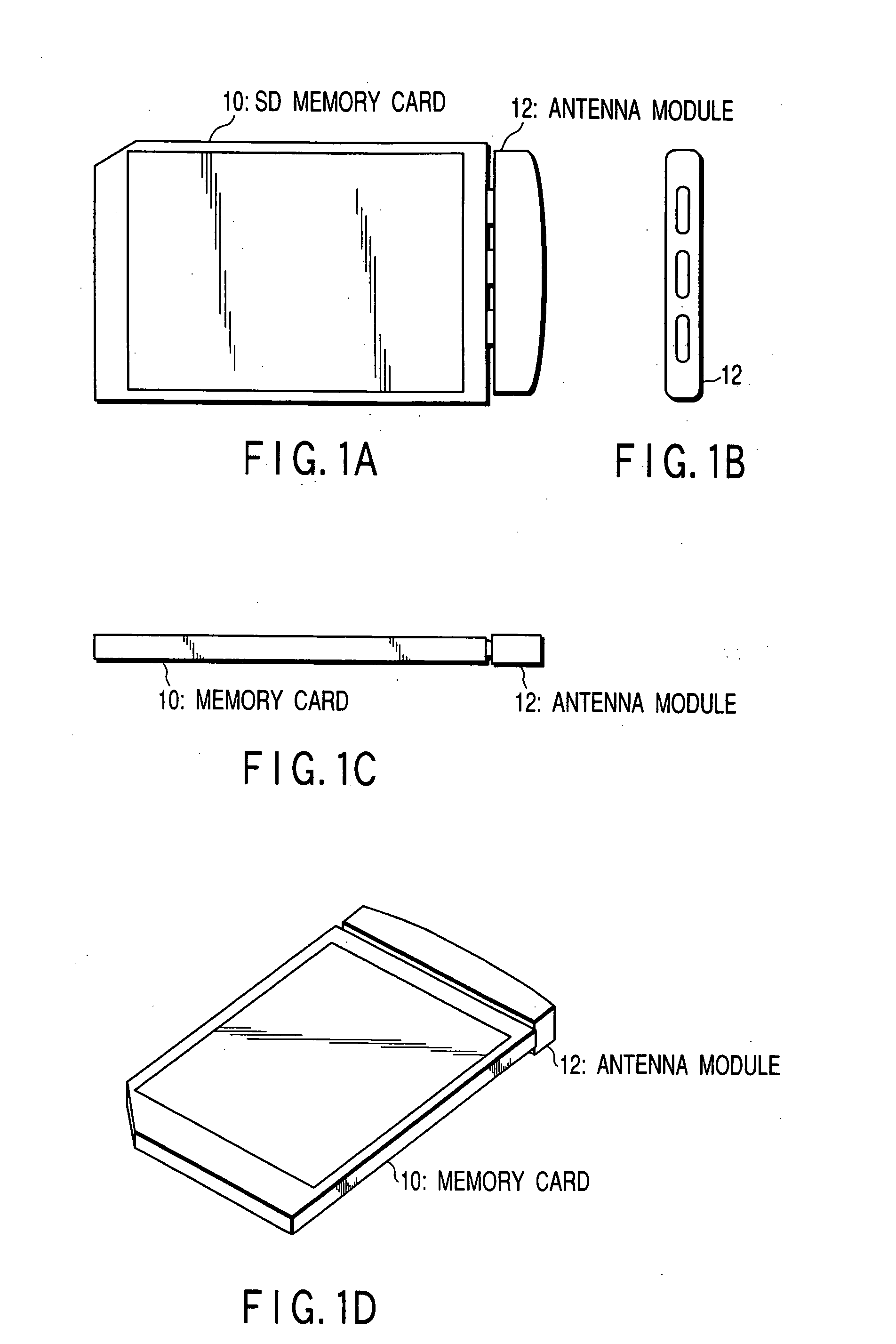 IC card with radio interface function, antenna module and data processing apparatus using the IC card