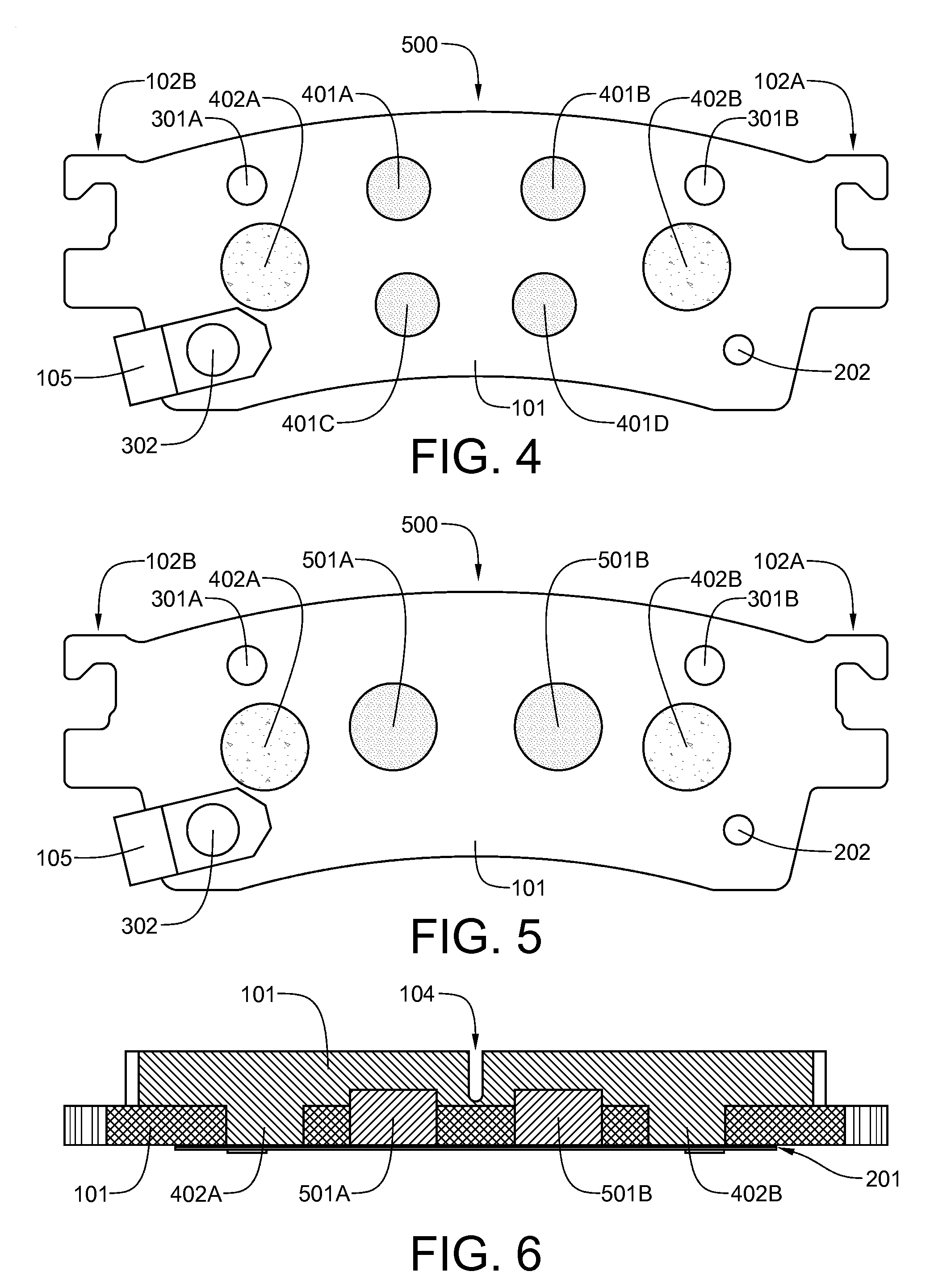 Disc brake pads having a visual wear indicator which signals the need for pad replacement