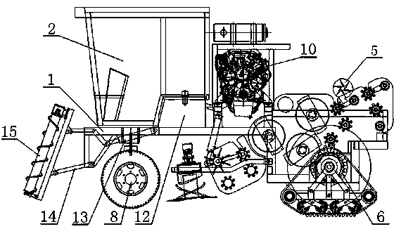 Whole rod type sugarcane combine harvester suitable for hilly areas