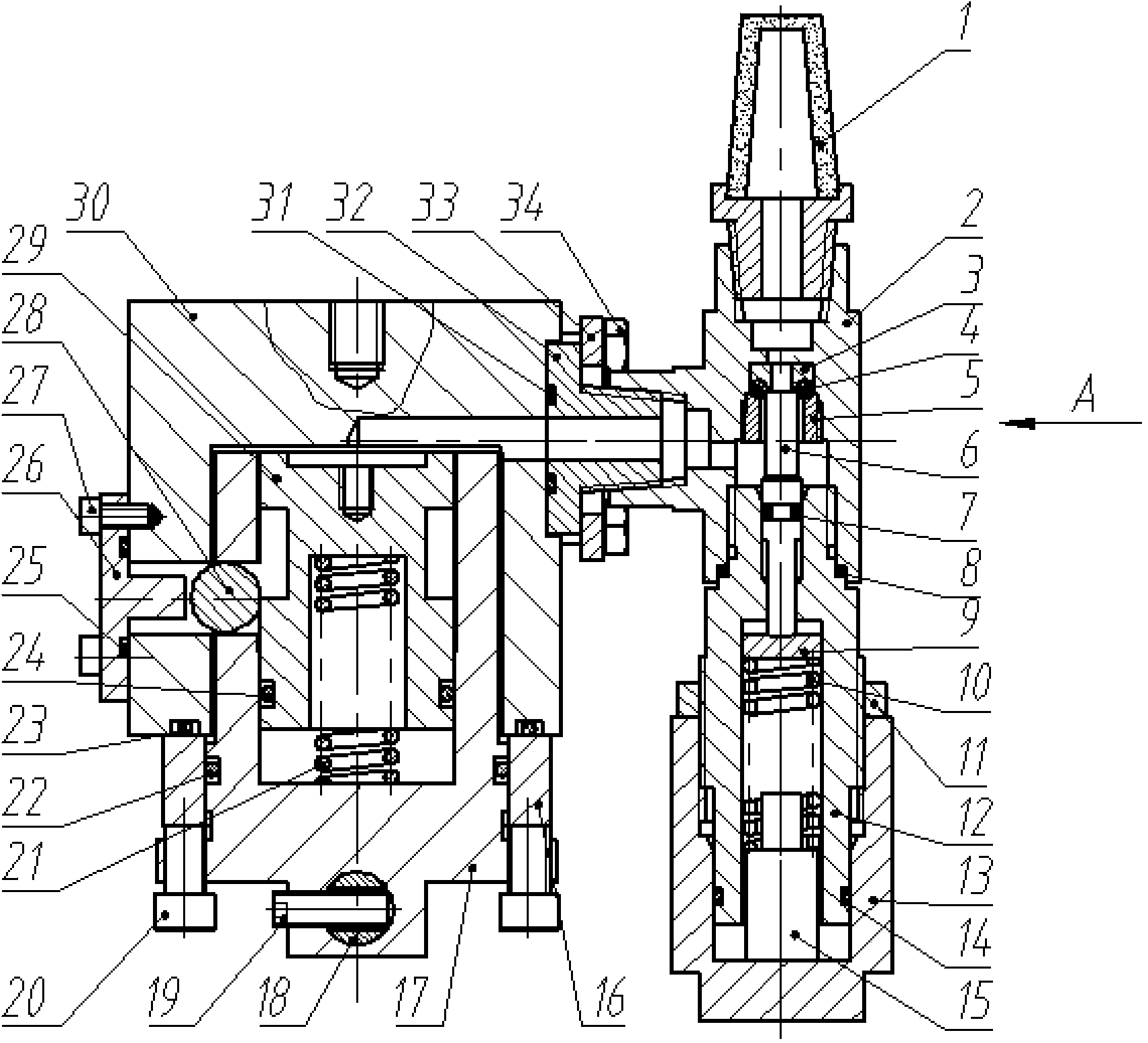 Safety valve type underwater fixed-depth releasing device