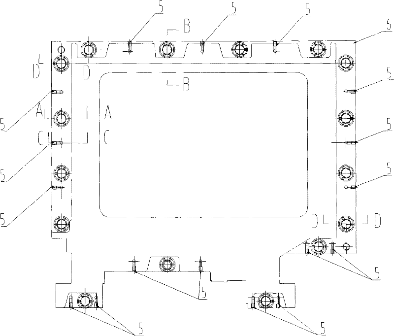 Column and sliding seat bonding face adhesive filing structure and process