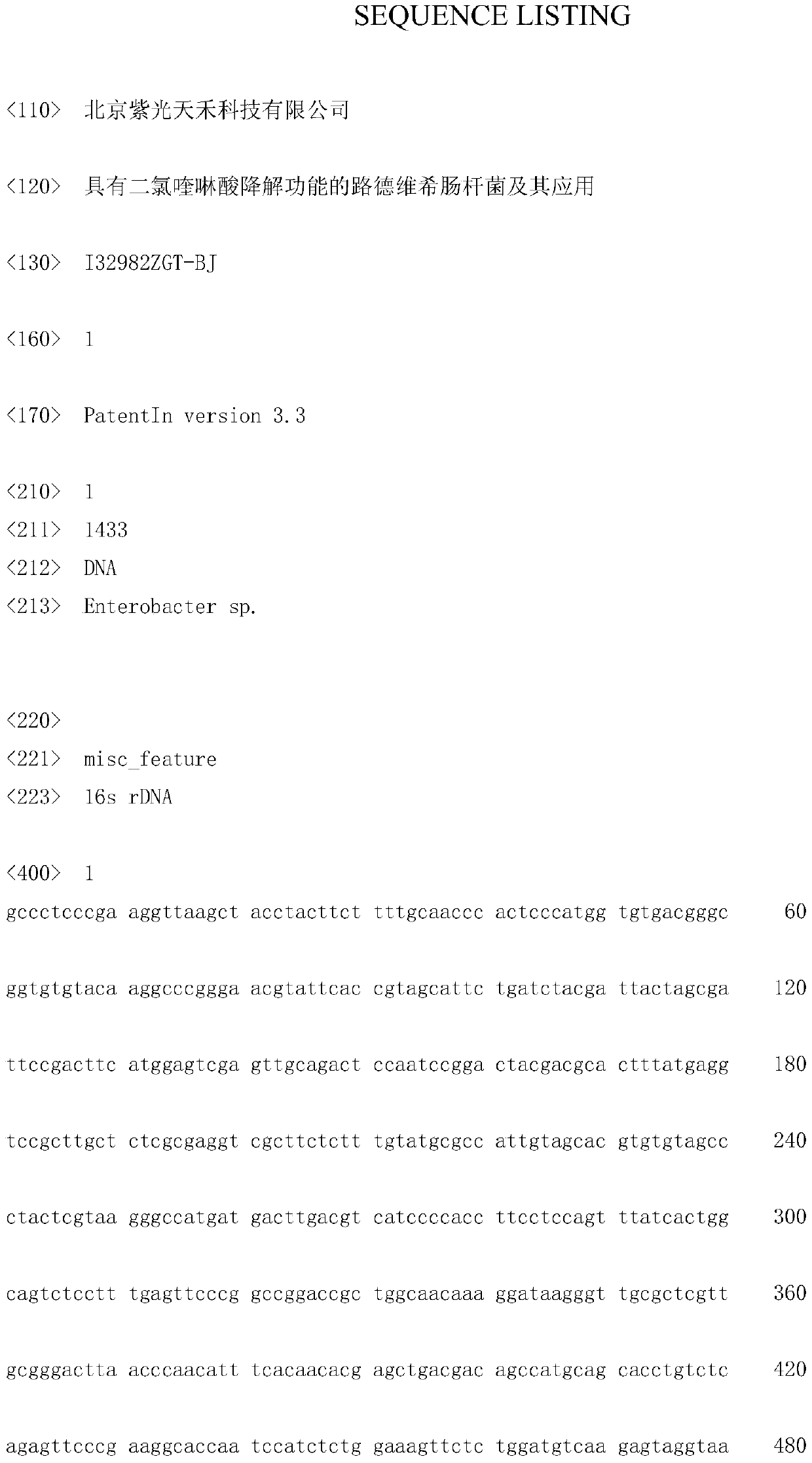 Enterobacter ludwig with quinclorac degrading function and application thereof