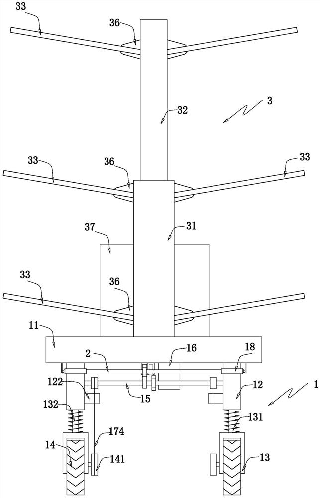 A corn foliar chemical control agent sprayer with walking function