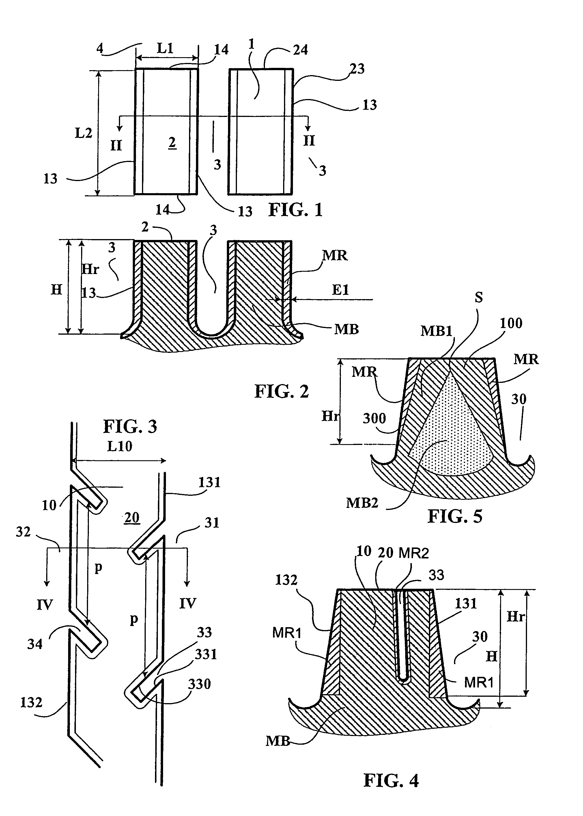 Tread having tread pattern elements formed of at least two rubber mixes