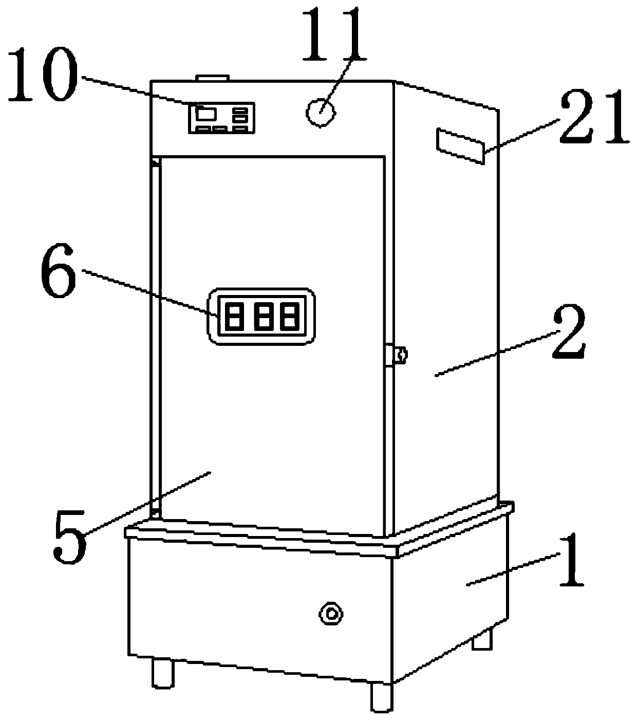 Heating device for tea processing technology and working method thereof