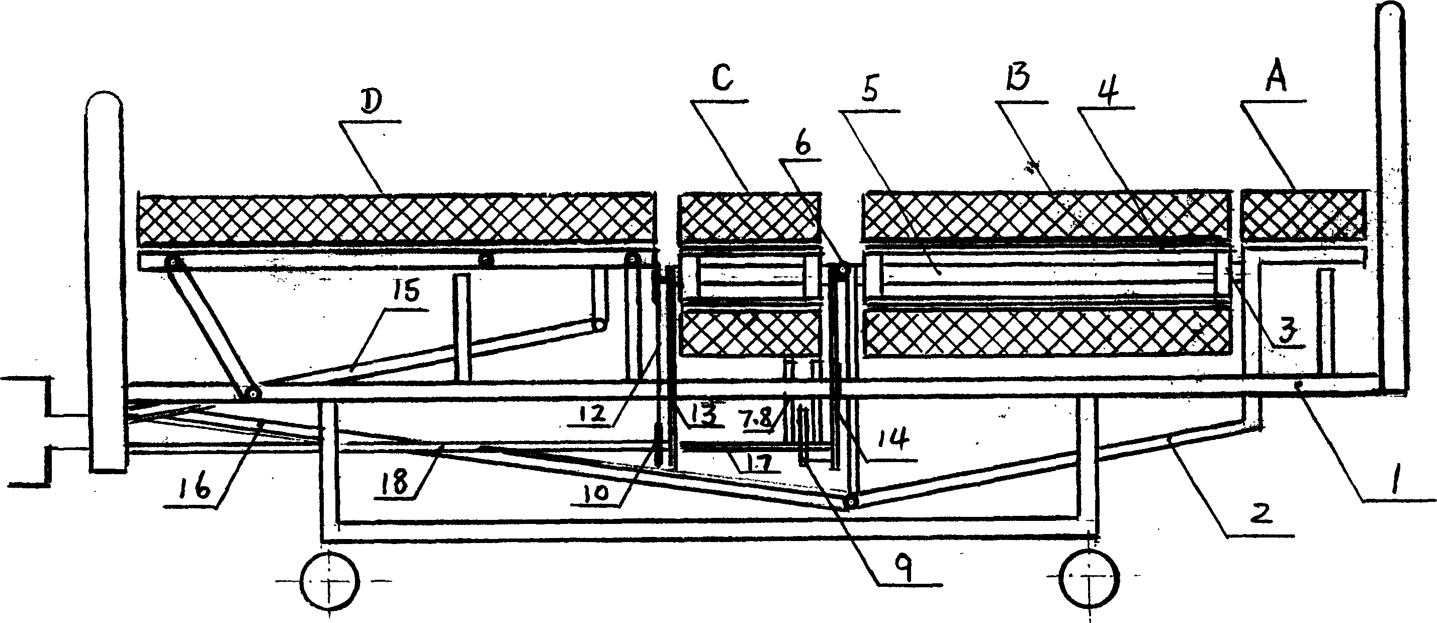 Medical turning-over bed using chain-scraper type plate