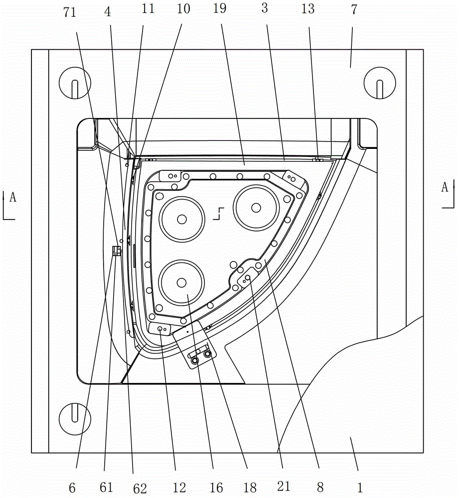 Automobile bright decorating strip type side corner window injection mould