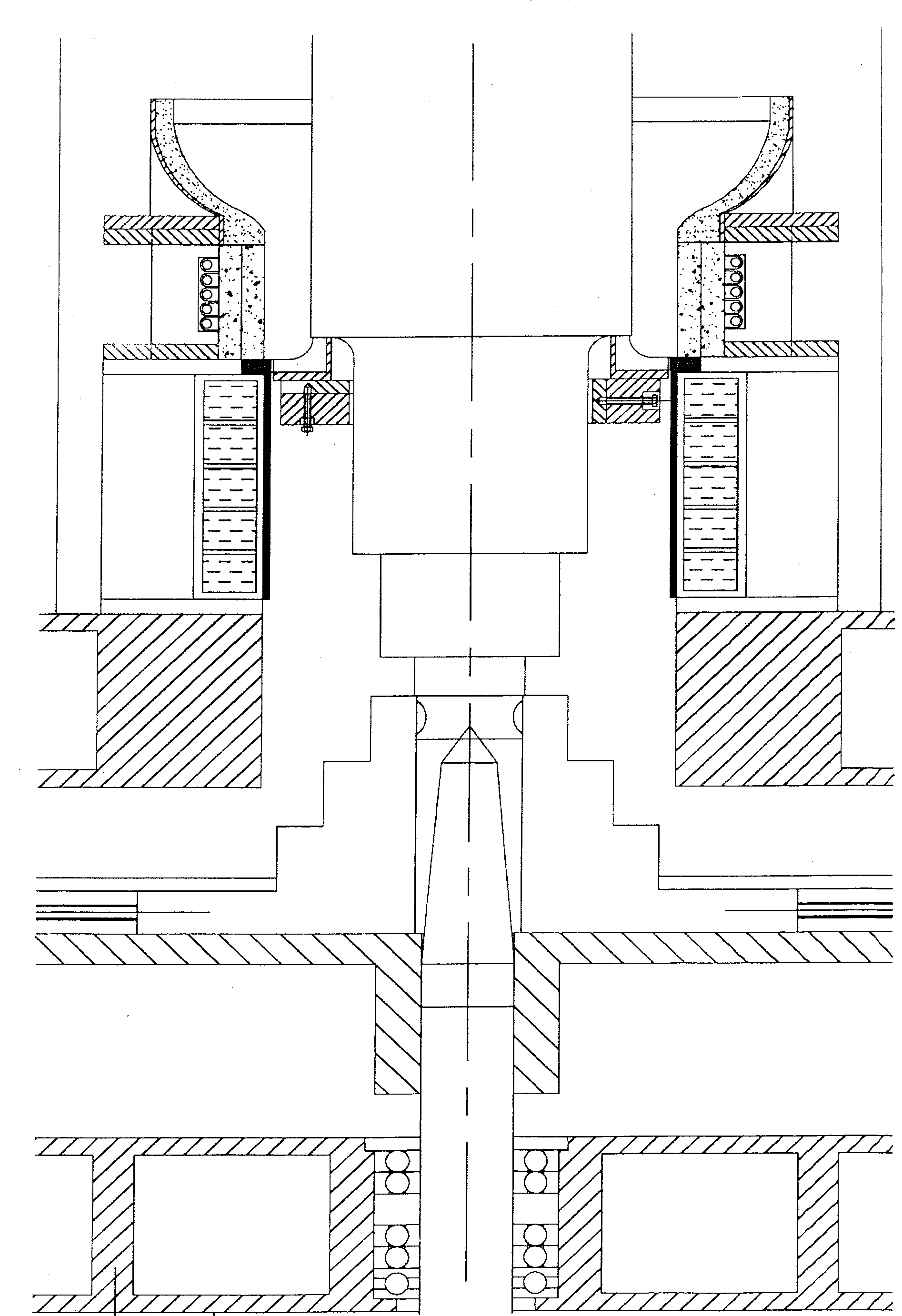 Large-scale shaft products vertical casting and repairing device and using method