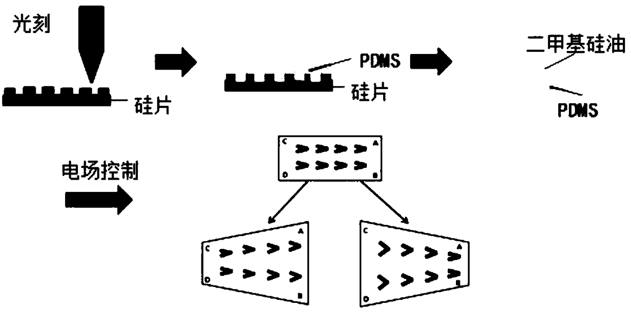 Microstructure surface liquid transport device for elastomer with electric field response performance and preparation method thereof