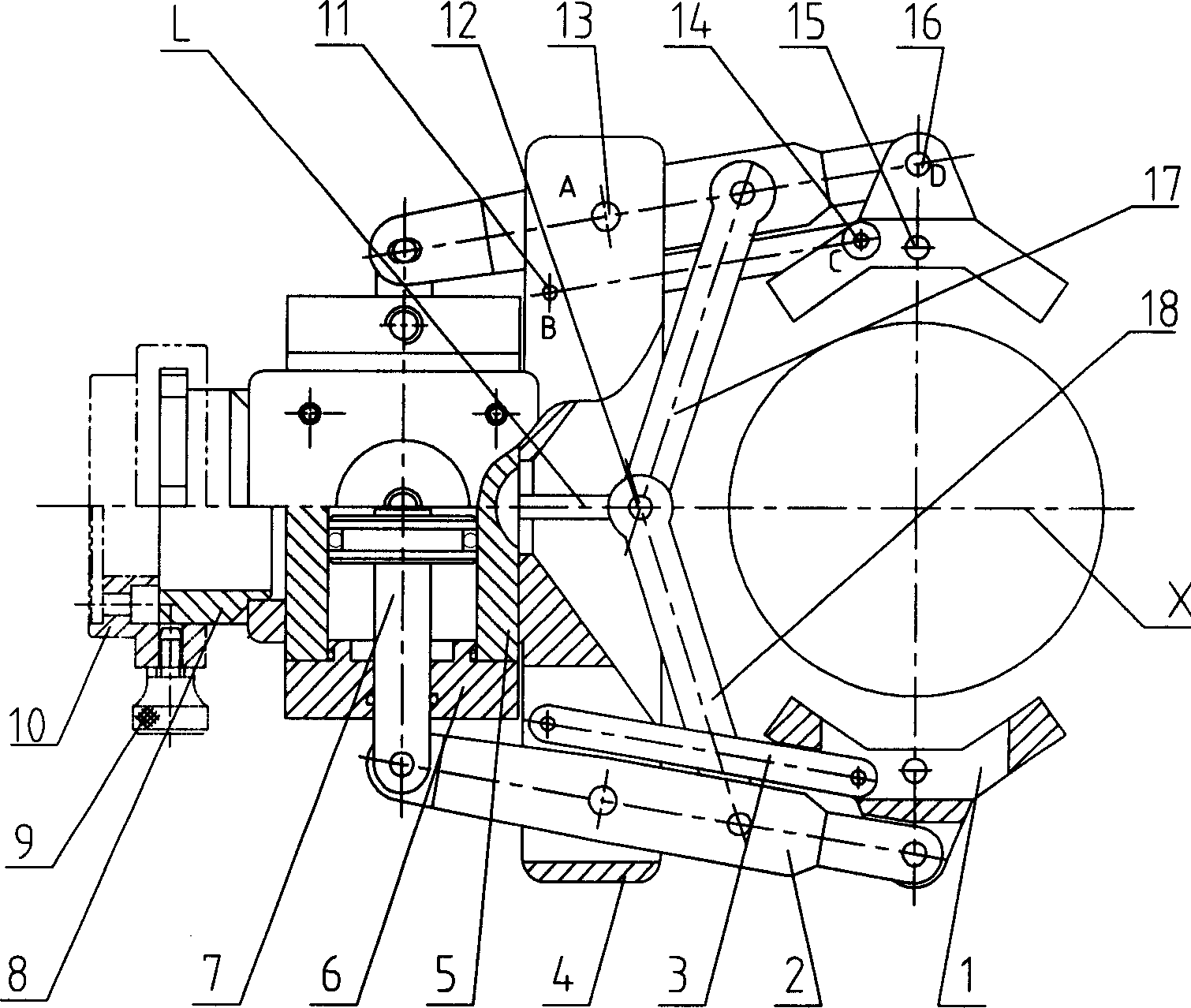 Pneumatic mechanical hand clamping tongs