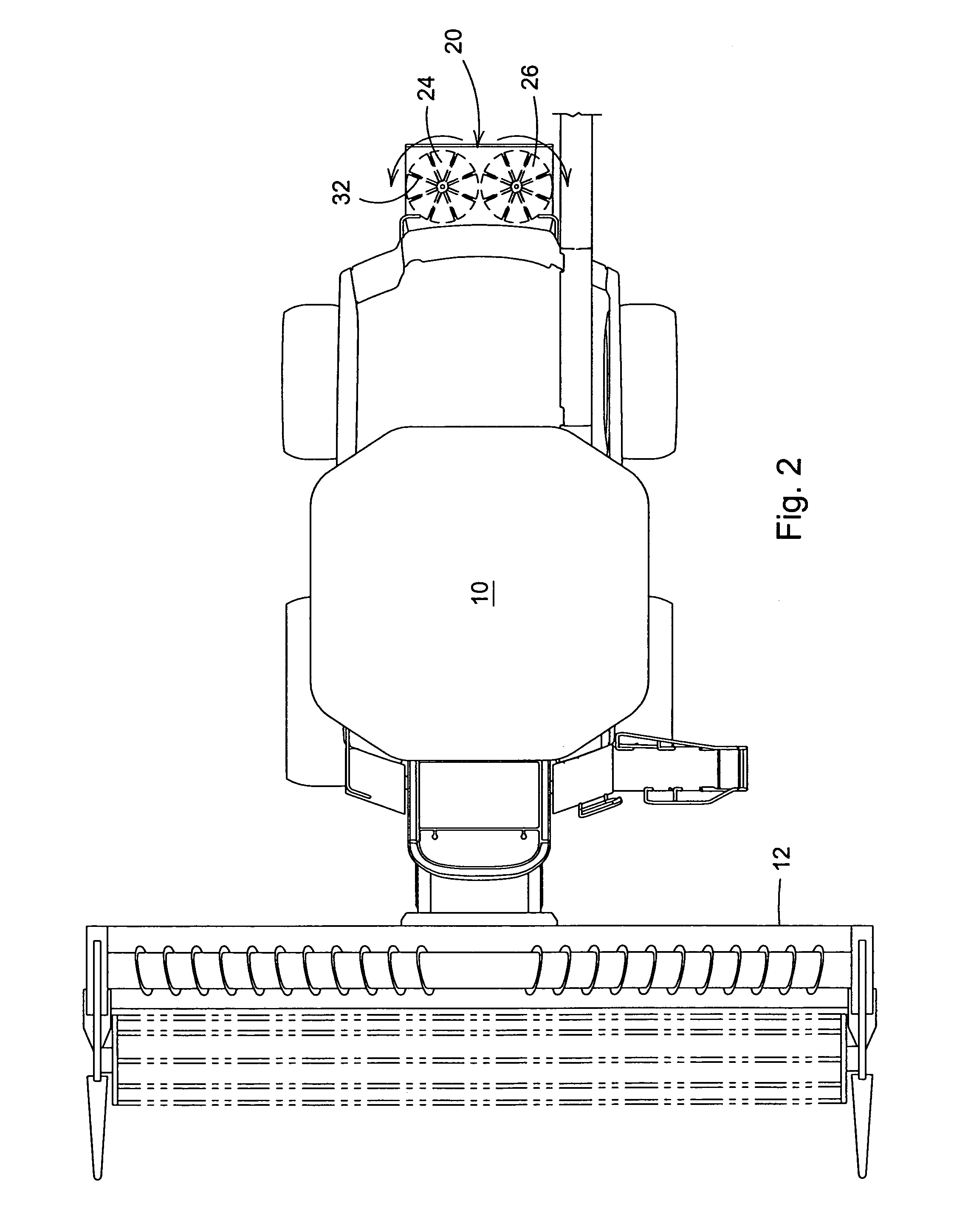 Wide-spread impeller spreader for harvesting combine