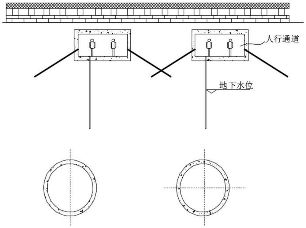 Pedestrian passage frame profile steel reinforcing device and construction method thereof