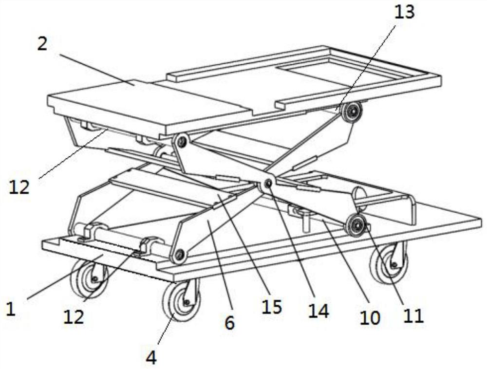 Scissors-fork type electric control material conveying box with overturning function