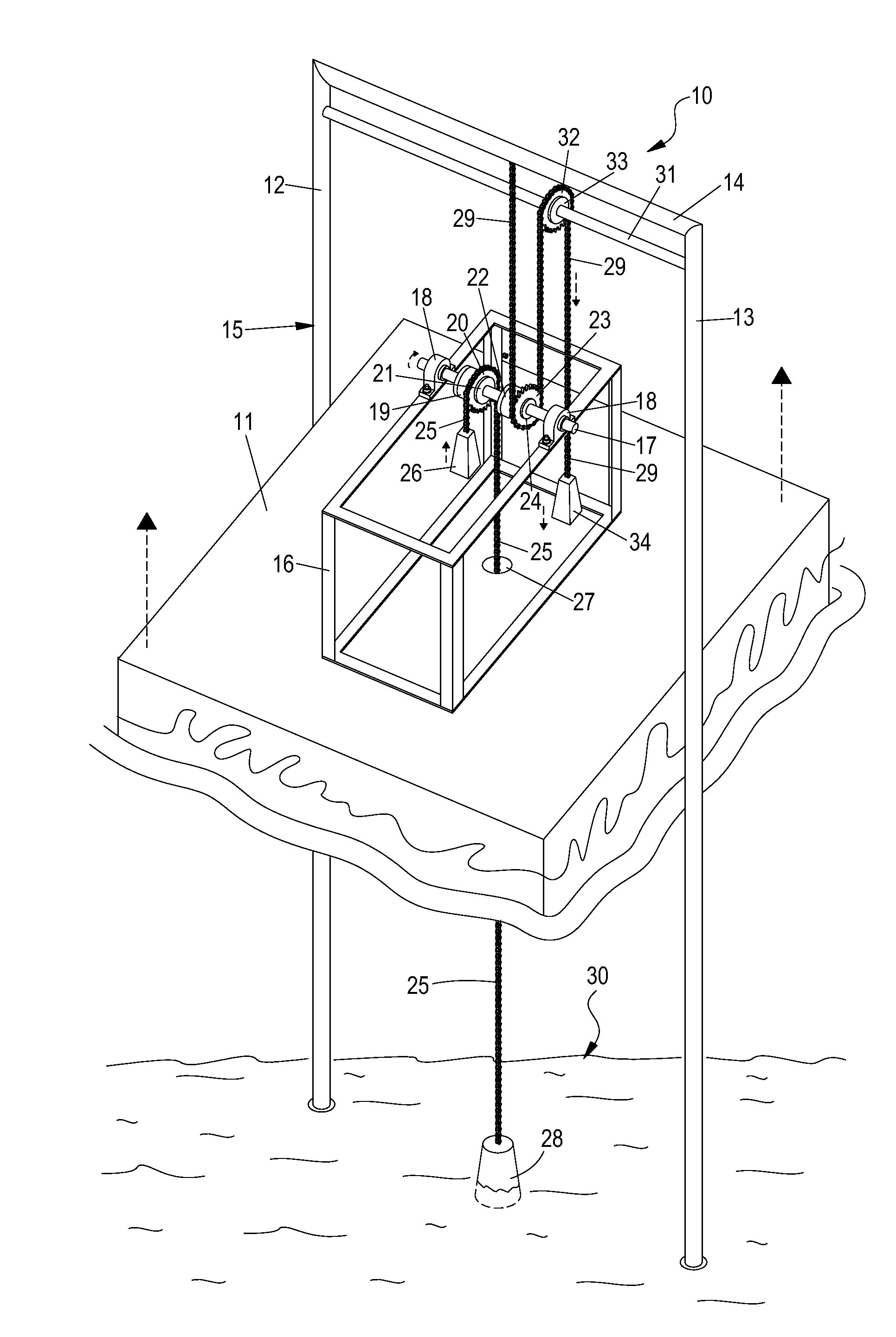 Vertical motion wave power generator