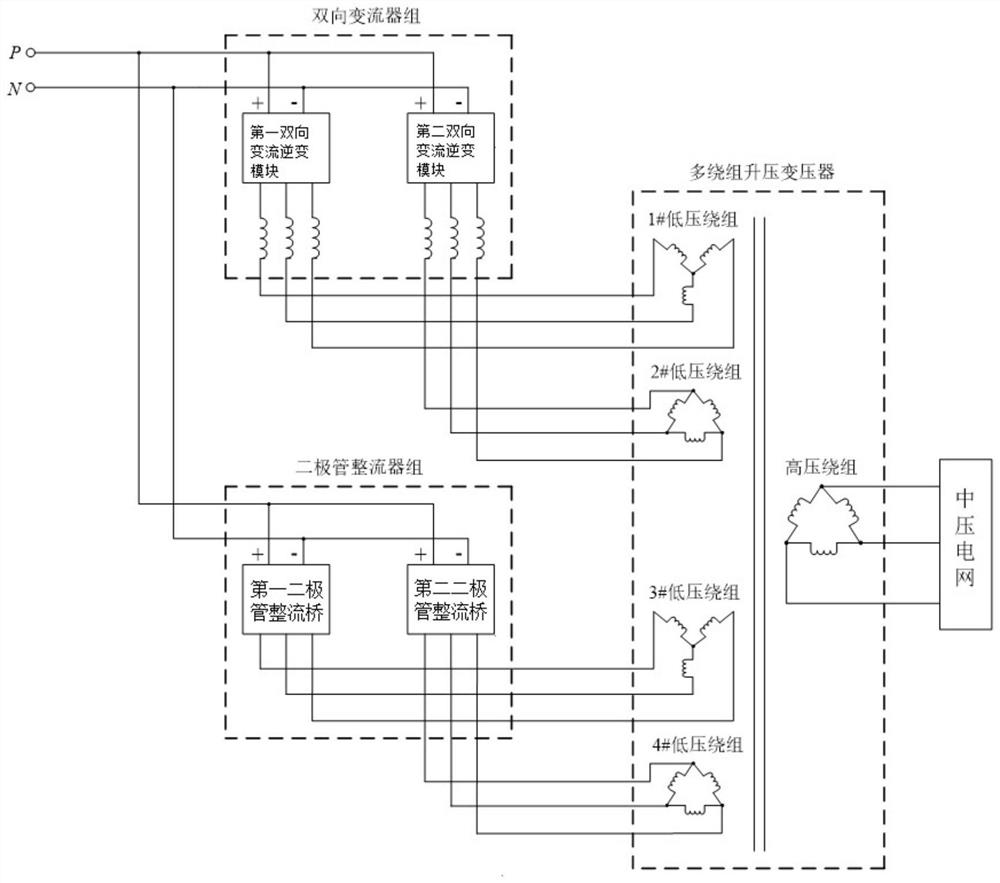 Hybrid subway traction two-way power supply device