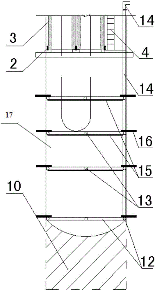 Reverse digging penetration explosion method having no damage to installed or used shaft when shaft well extends