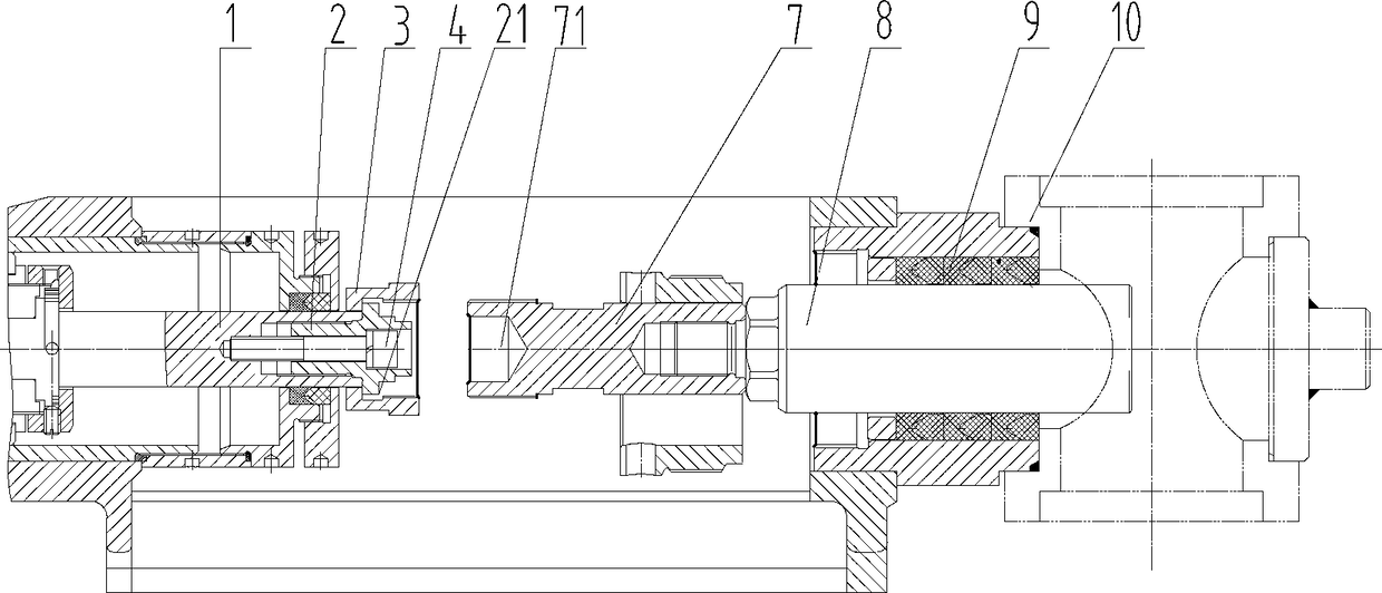 Grouting pump and connecting structure of plunger and crosshead